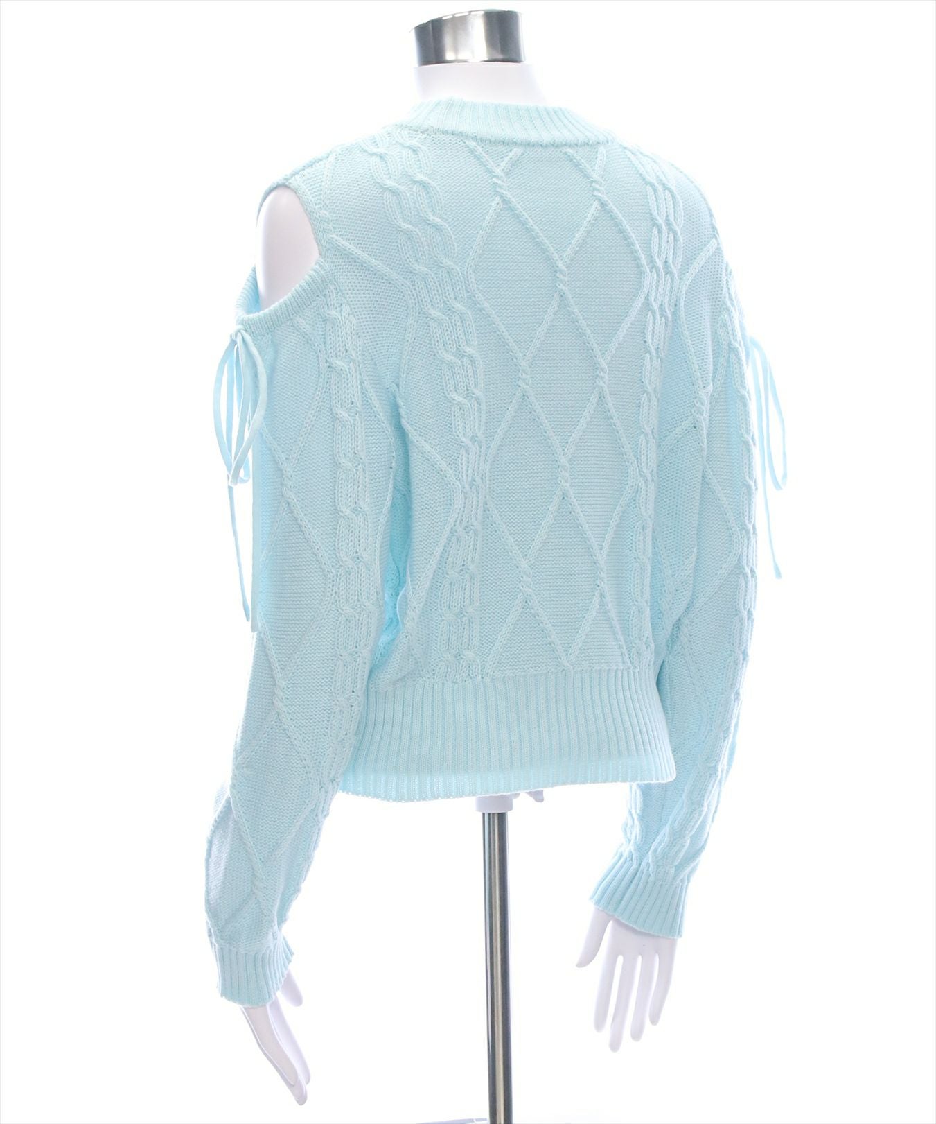 clear オープンショルダーケーブル編みニットトップス[CL8924