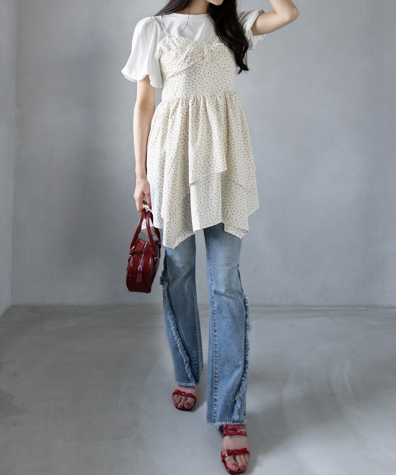 160cm/ホワイトフラワー F着用