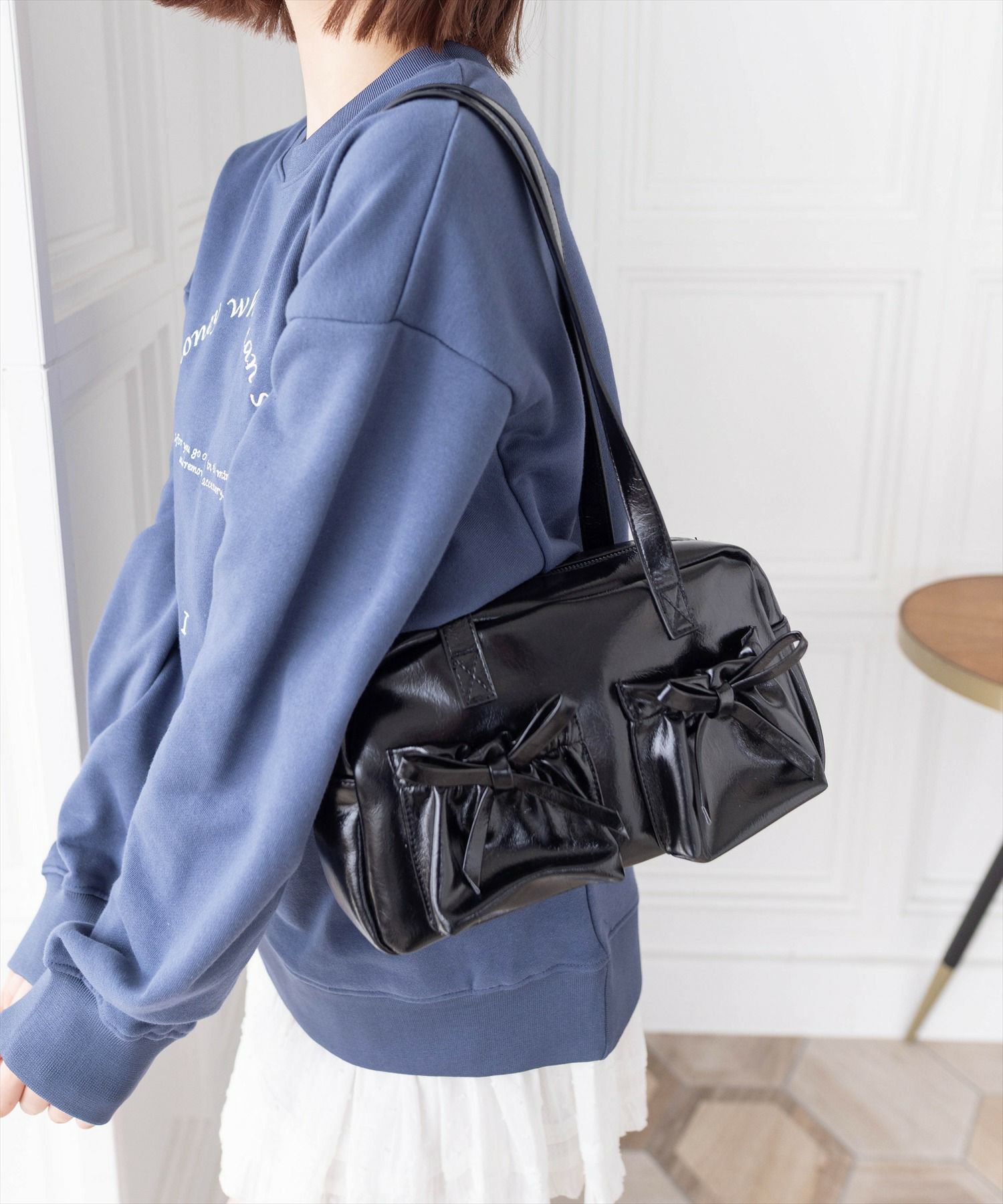 clear≪再入荷≫ダブルポケットリボンスクエアバッグ[ZA0011