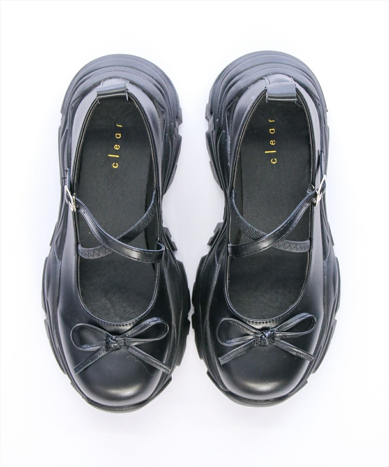 clear≪再入荷≫リボン付き厚底メリージェーンスニーカーサンダル