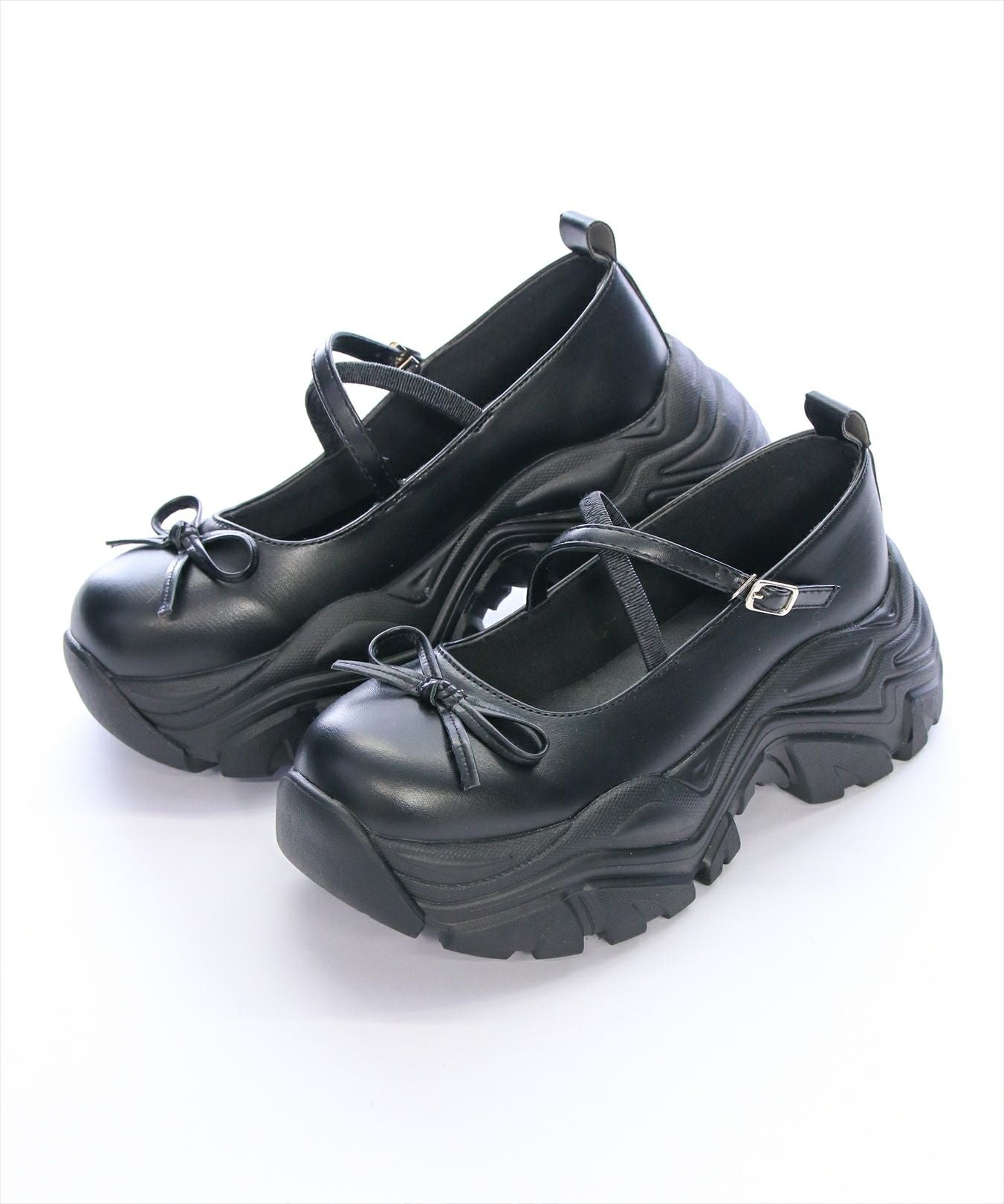 clear≪再入荷≫リボン付き厚底メリージェーンスニーカーサンダル