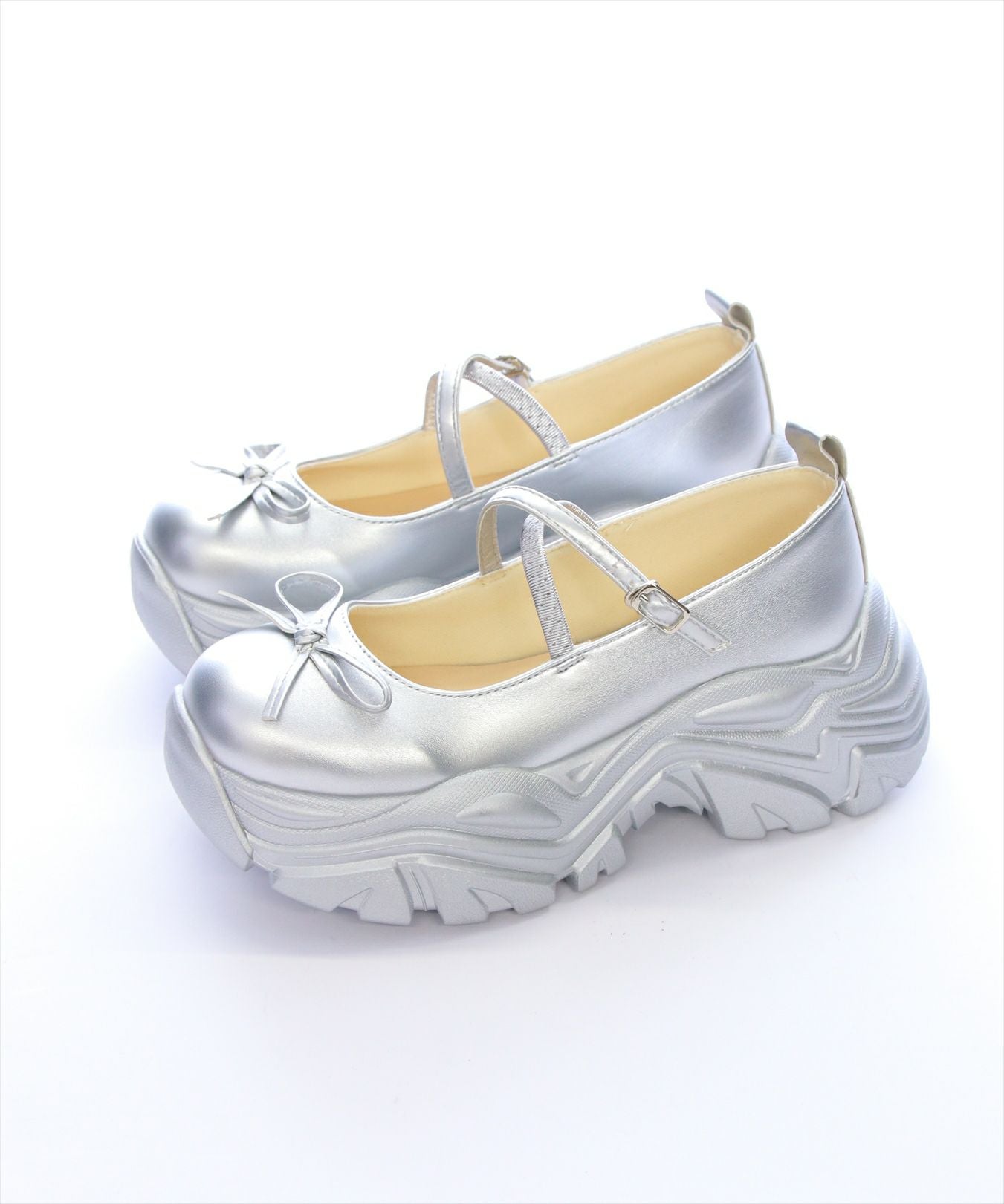 clear≪再入荷≫リボン付き厚底メリージェーンスニーカーサンダル