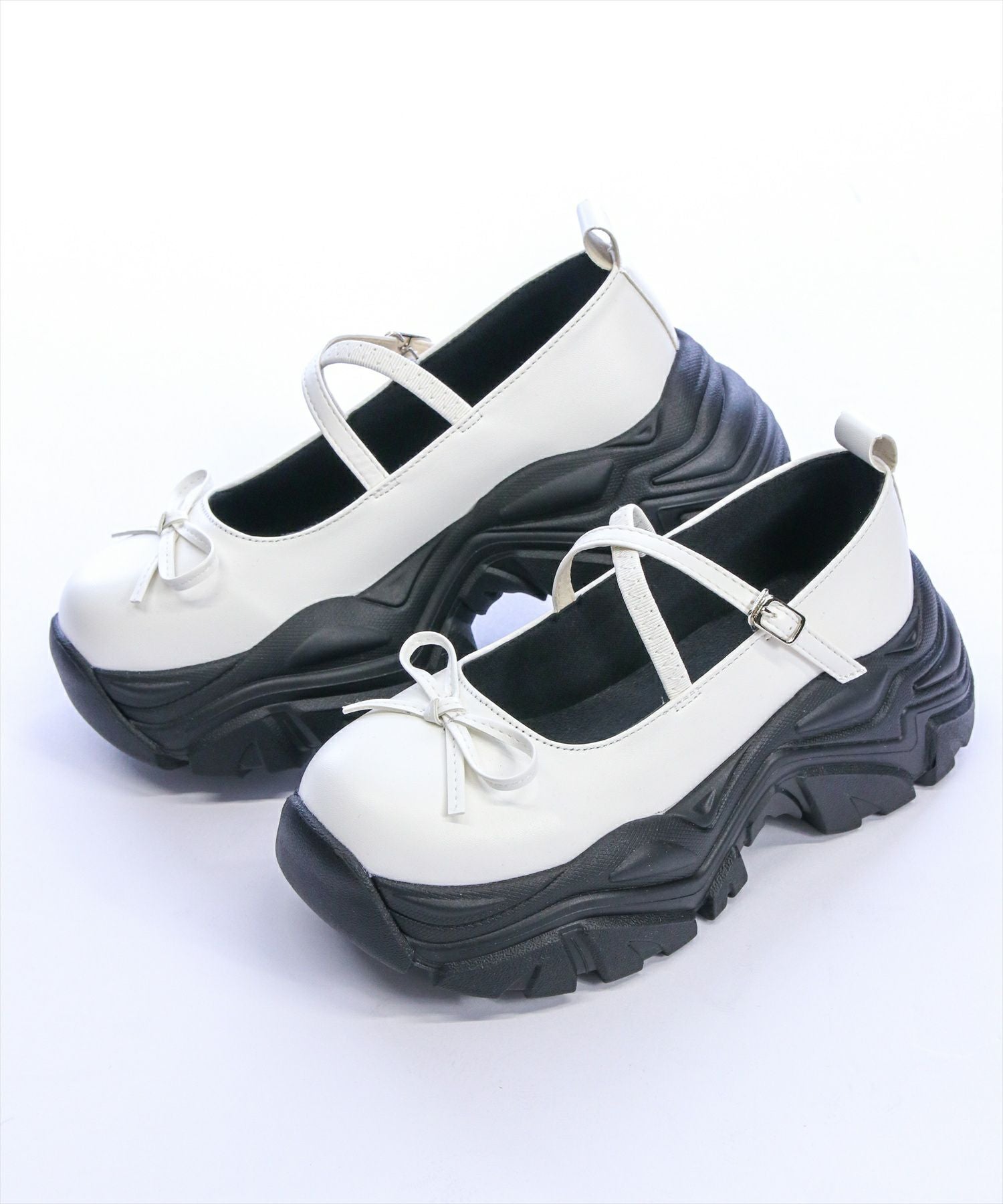 clear≪再入荷≫リボン付き厚底メリージェーンスニーカーサンダル clear≪再入荷≫リボン付き厚底メリージェーンスニーカーサンダル