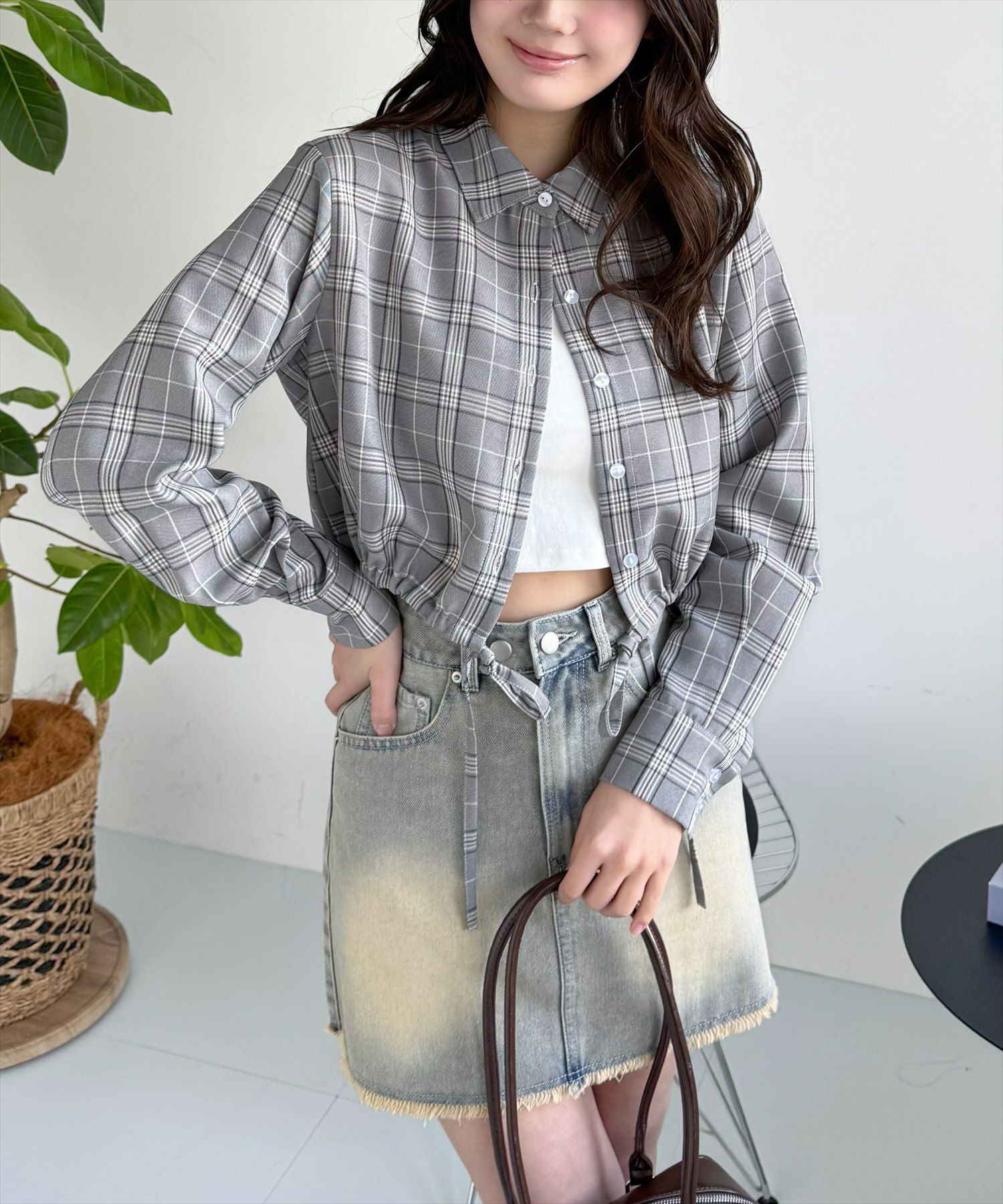 clear チェック柄ショート丈シャツ[CL8962] | レディースファッション