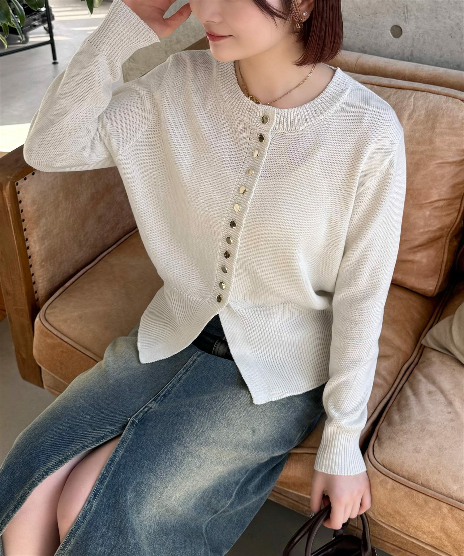 最終お値下げ　　Liry Linen スリットカーディガン 配色ラインカーディガン,50%OFF| TOKYO DESIGN CHANNEL