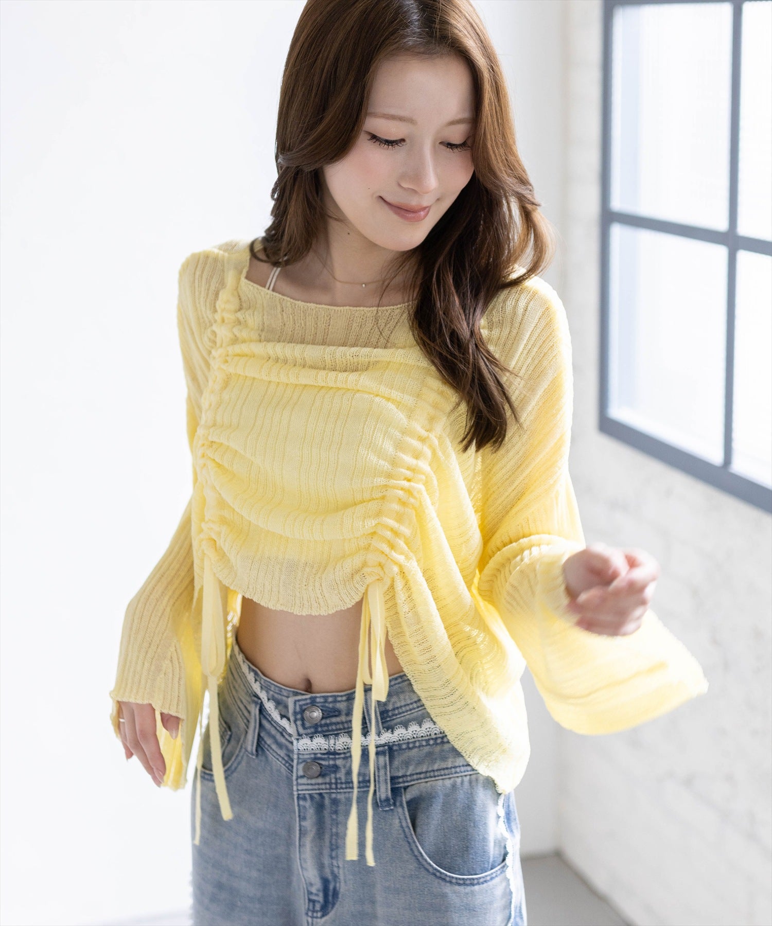 新品　シャーリングトップス SLY（スライ） ブラウス シャツ 「新色追加」RANDOM SHIRRING TOPS