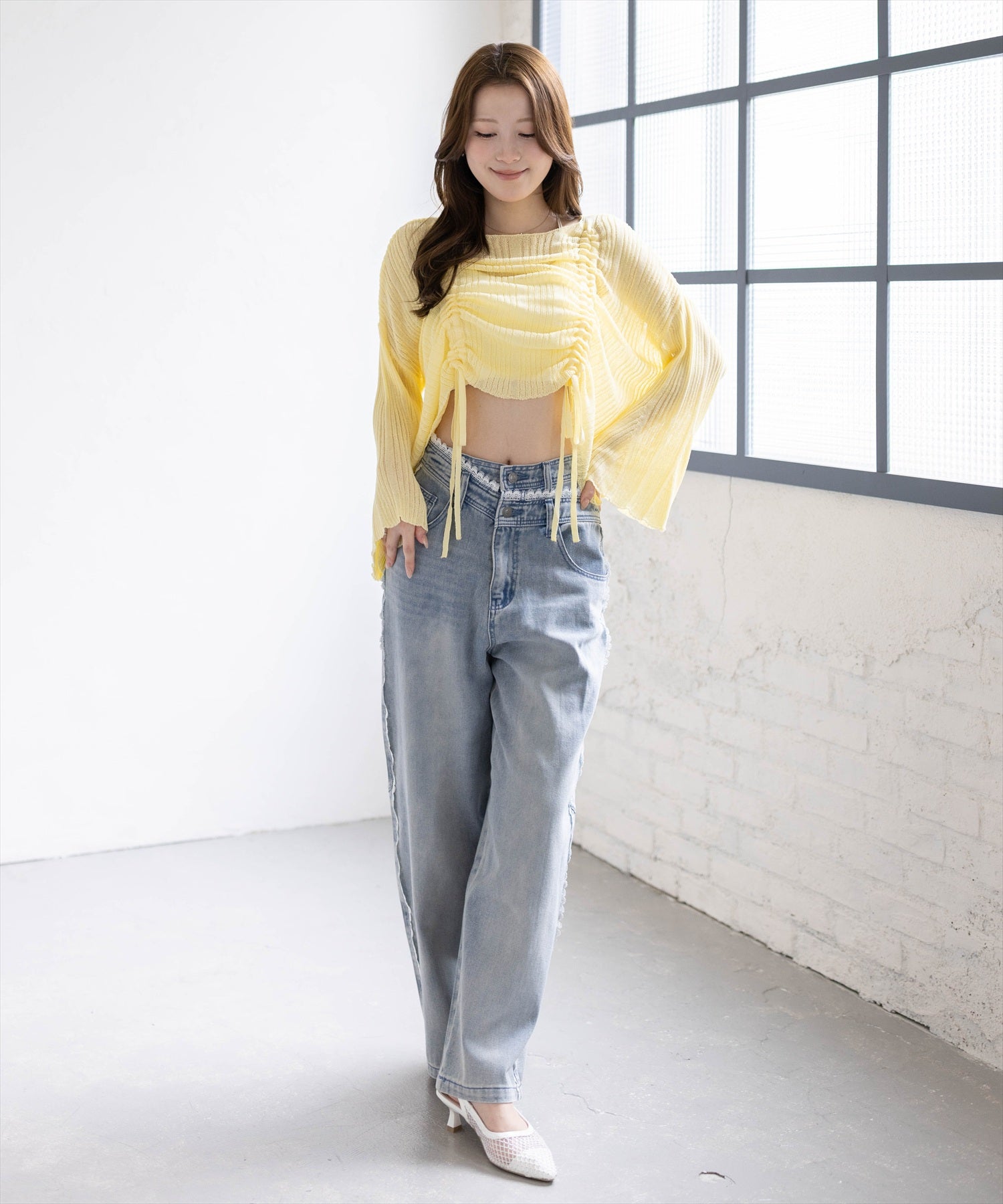 163cm/イエロー着用