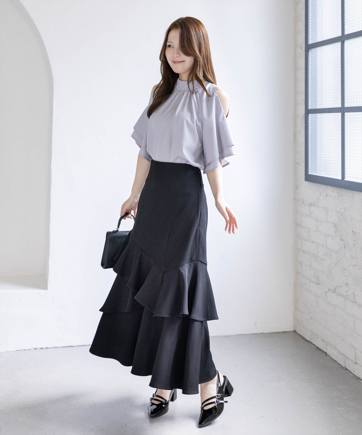 161cm/グレー着用