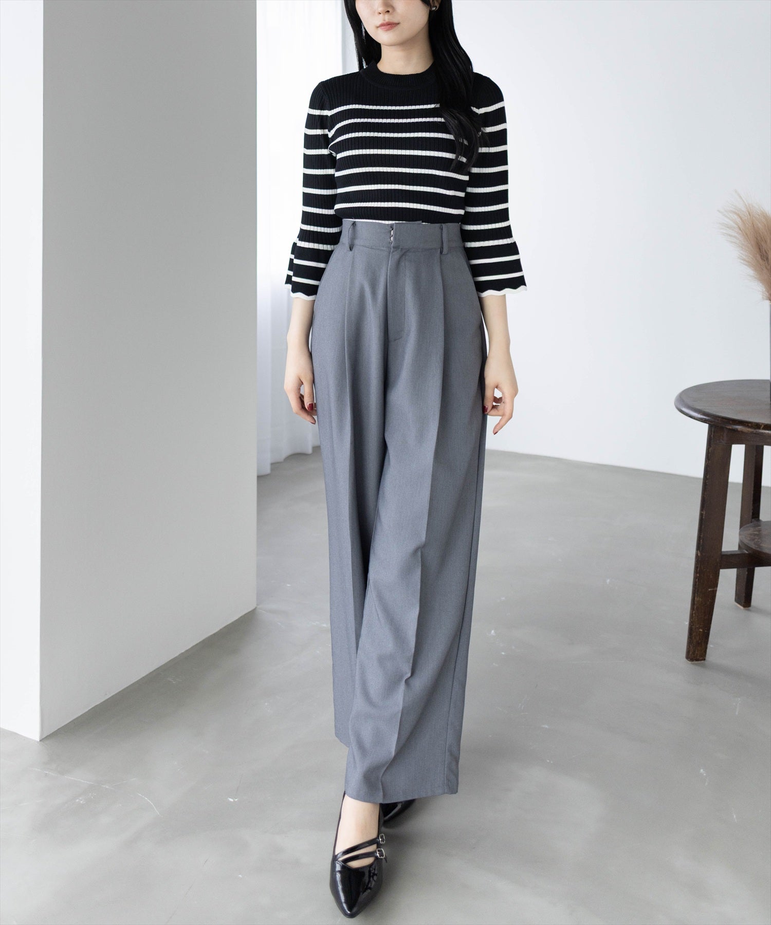 162cm/ブラック×アイボリー着用