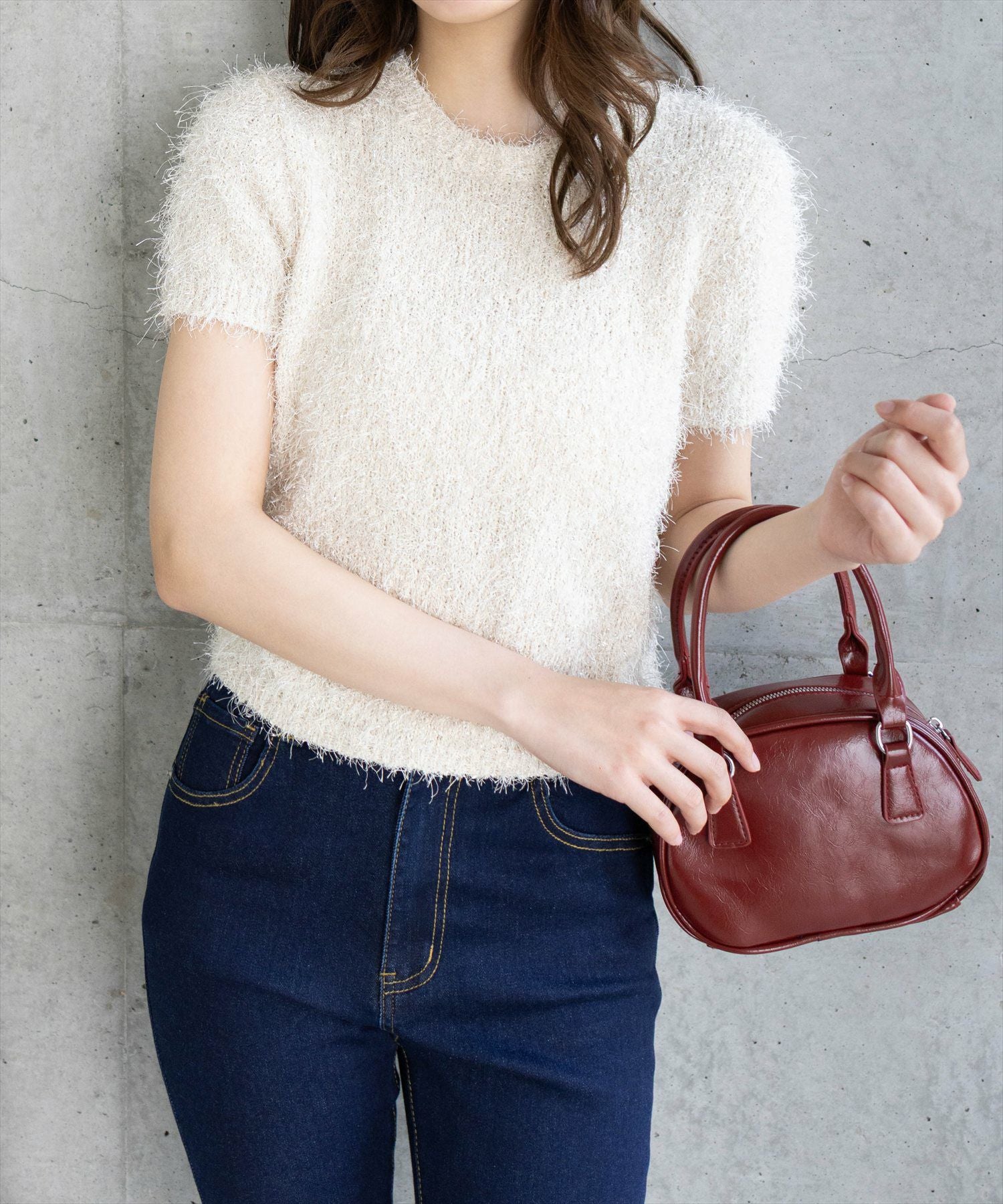 CLEAR BASIC ラメシャギー半袖ニットトップス[CL9223] | レディース