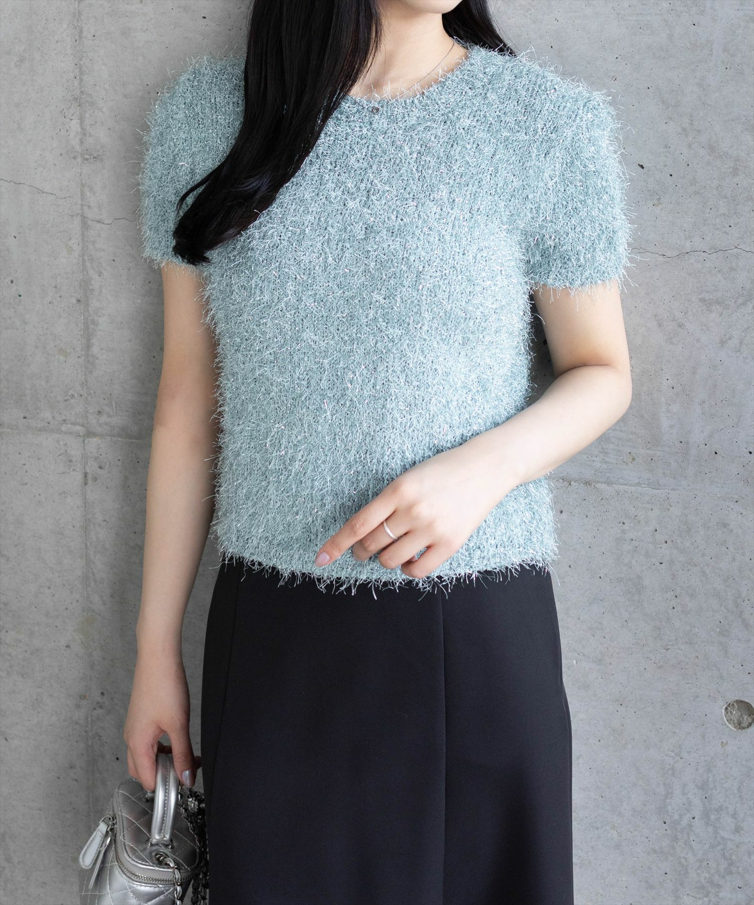 CLEAR BASIC ラメシャギー半袖ニットトップス[CL9223] | レディース