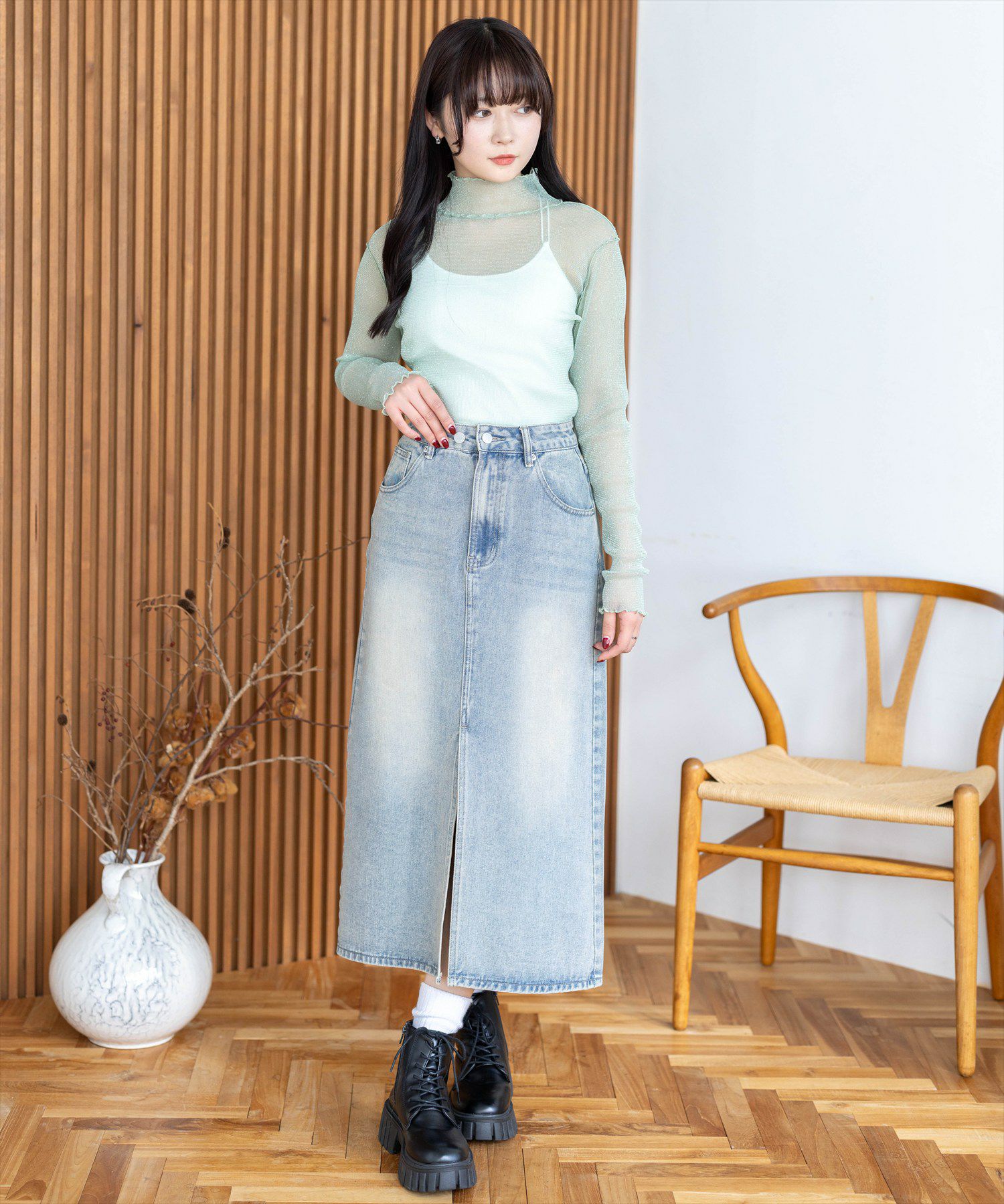 162cm/ミント着用