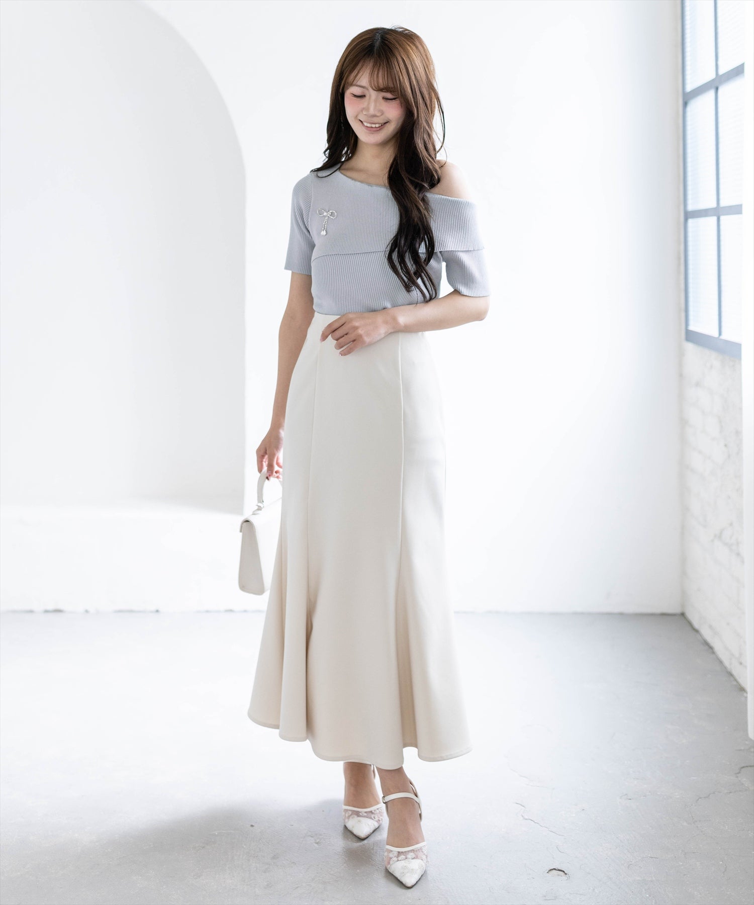 161cm/アイボリー S着用