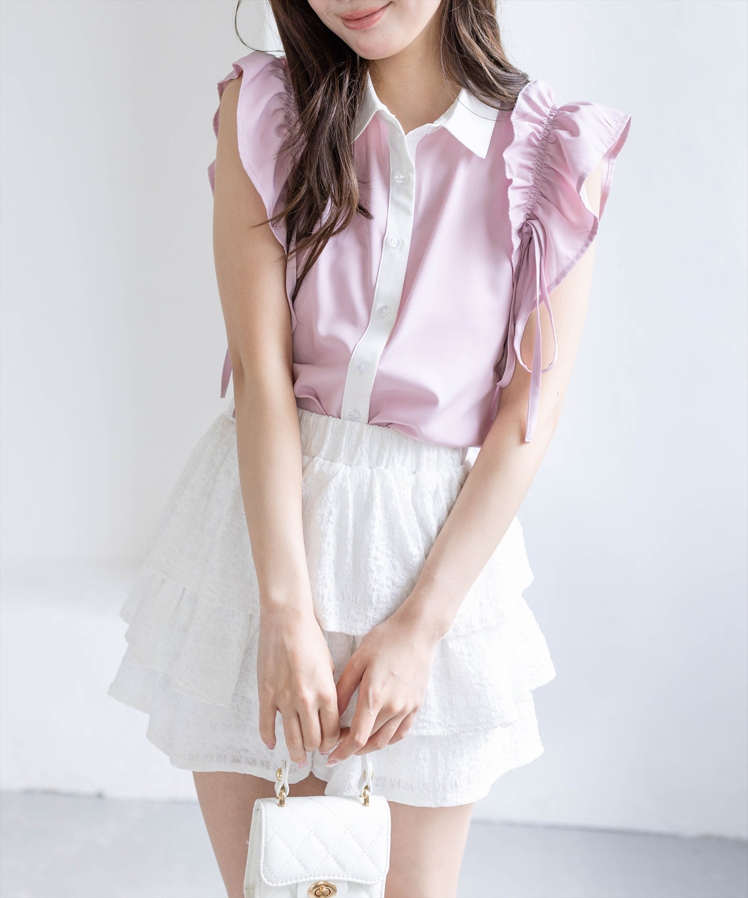 IENA リボンドビー ノースリーブブラウス 水色 IENA - IENA リボンドビー ノースリーブブラウス 水色の通販 by ame