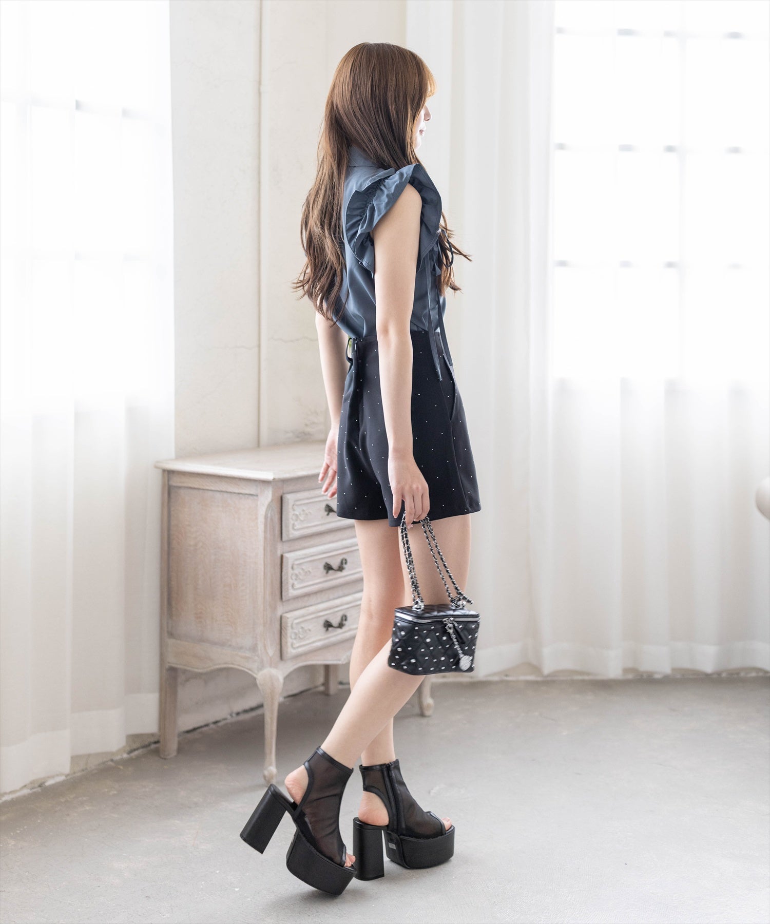 161cm/ホワイト×ドット着用