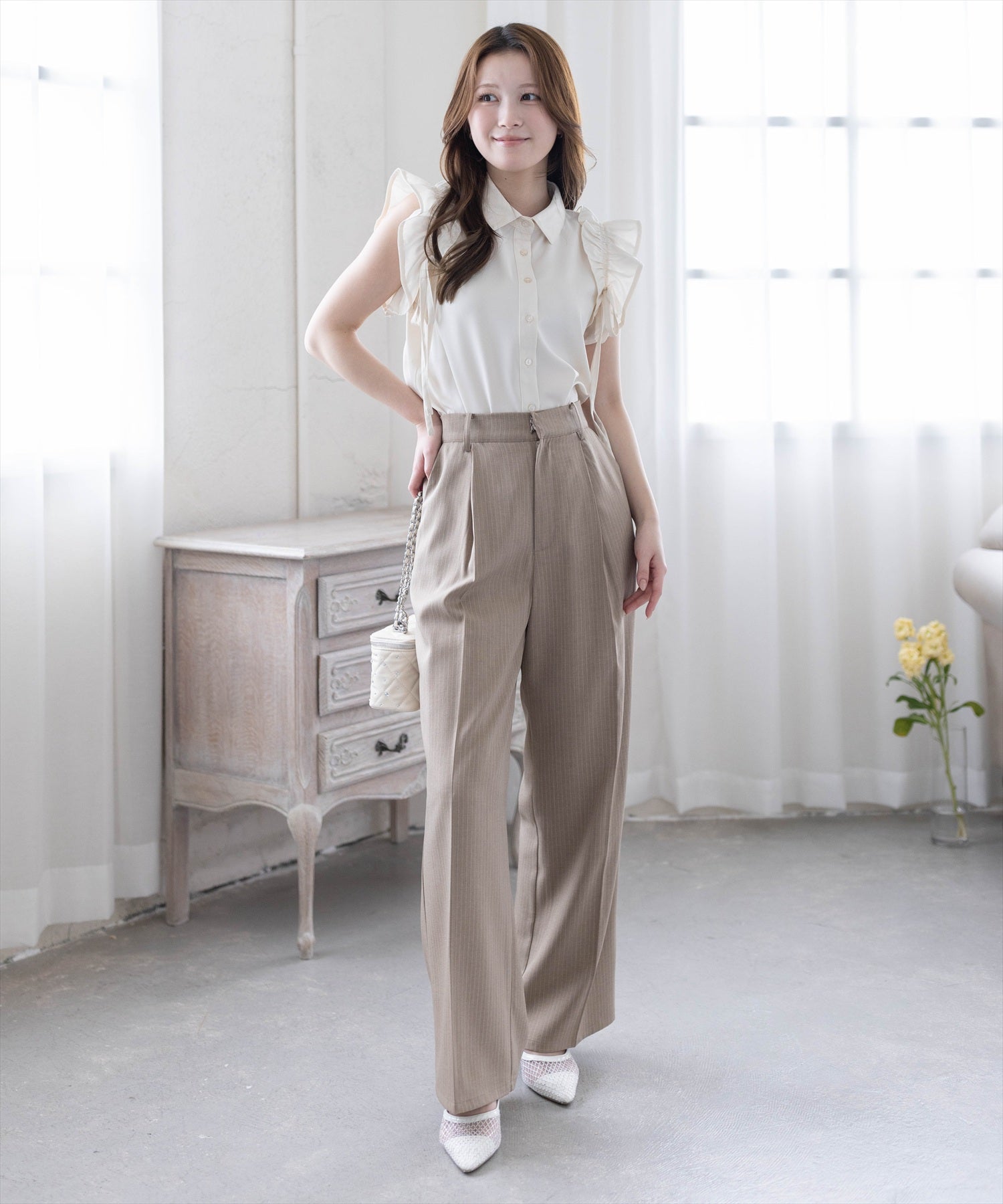 163cm/アイボリー着用