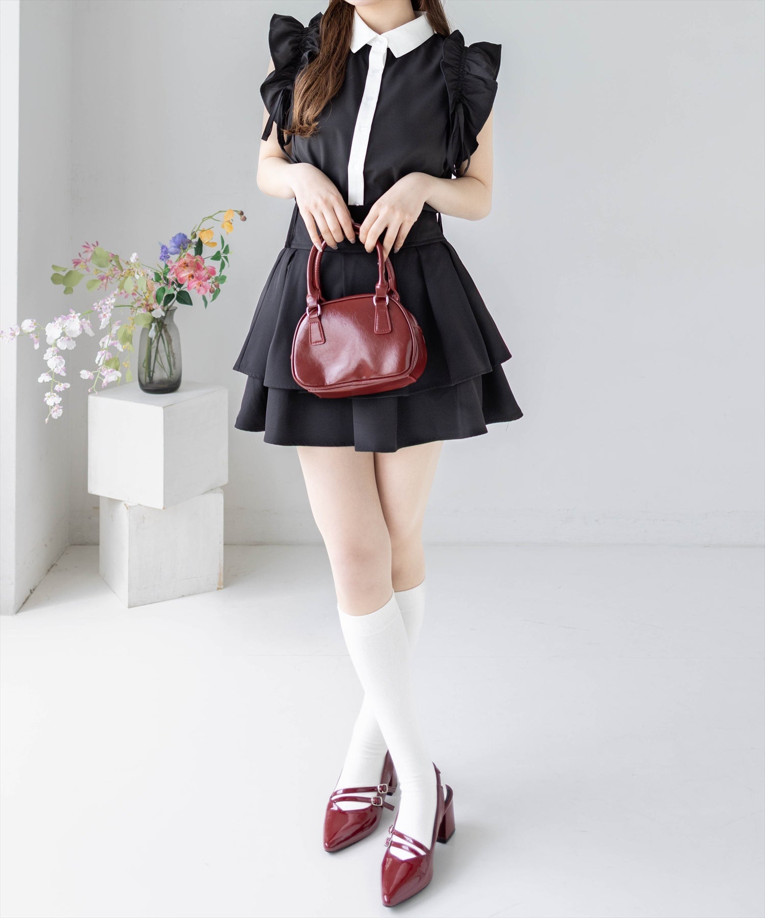 161cm/ブラック×ホワイト着用