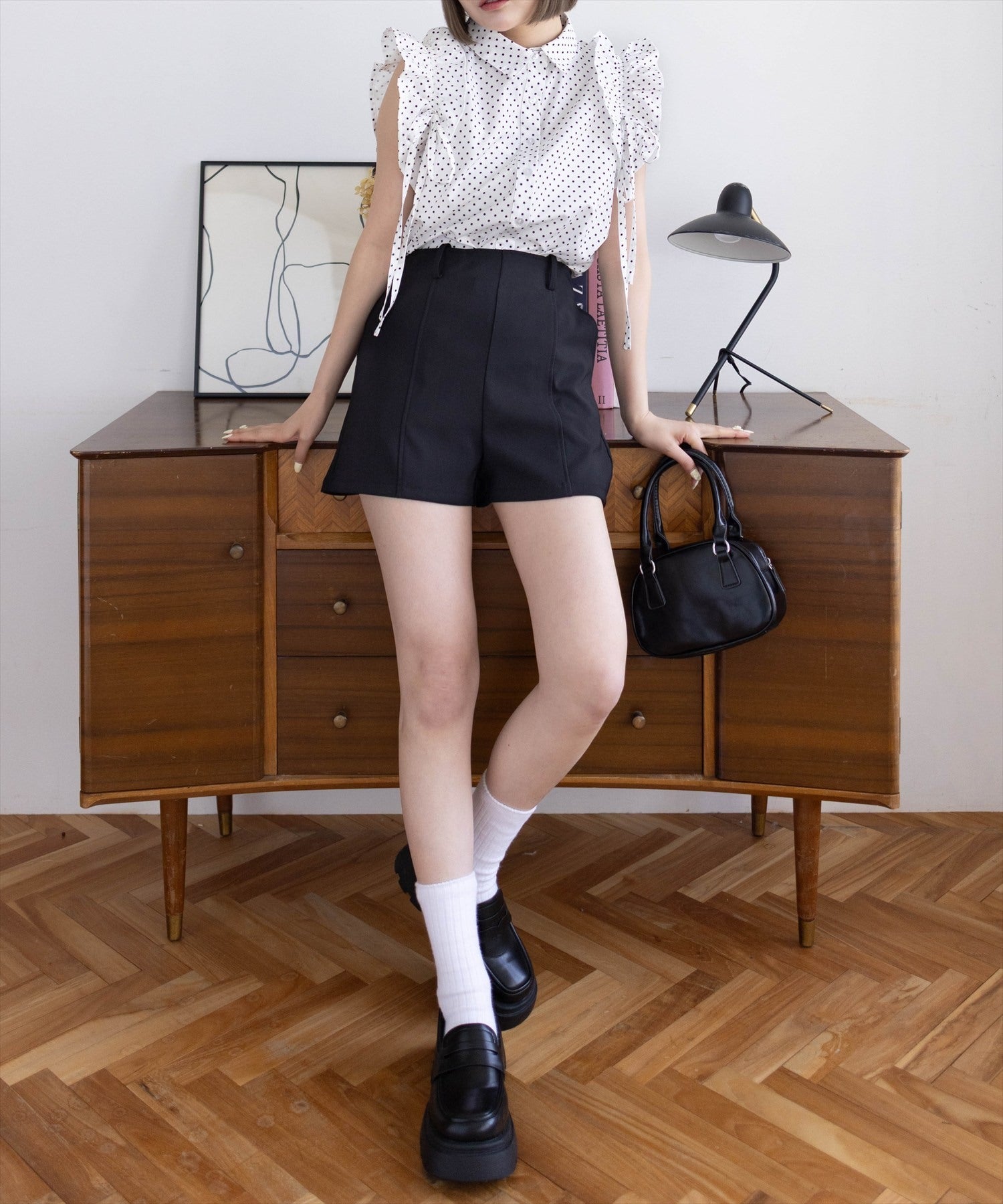 160cm/ホワイト×ドット着用