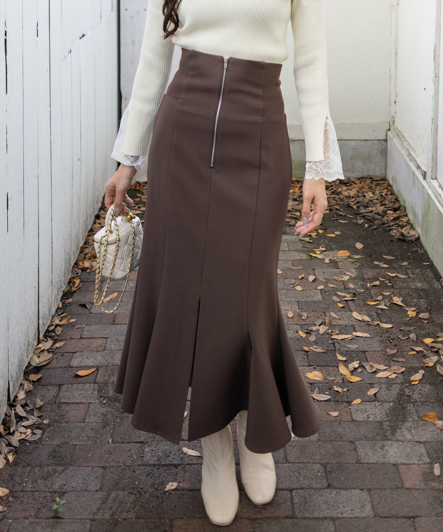 clear≪新色追加≫ウエストリブスリット入りマーメイドスカート[CL9278