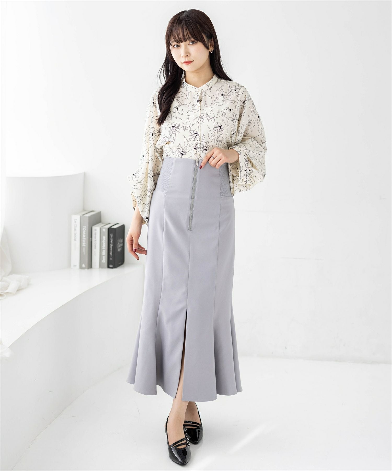 clear≪再入荷≫ウエストリブスリット入りマーメイドスカート[CL9278