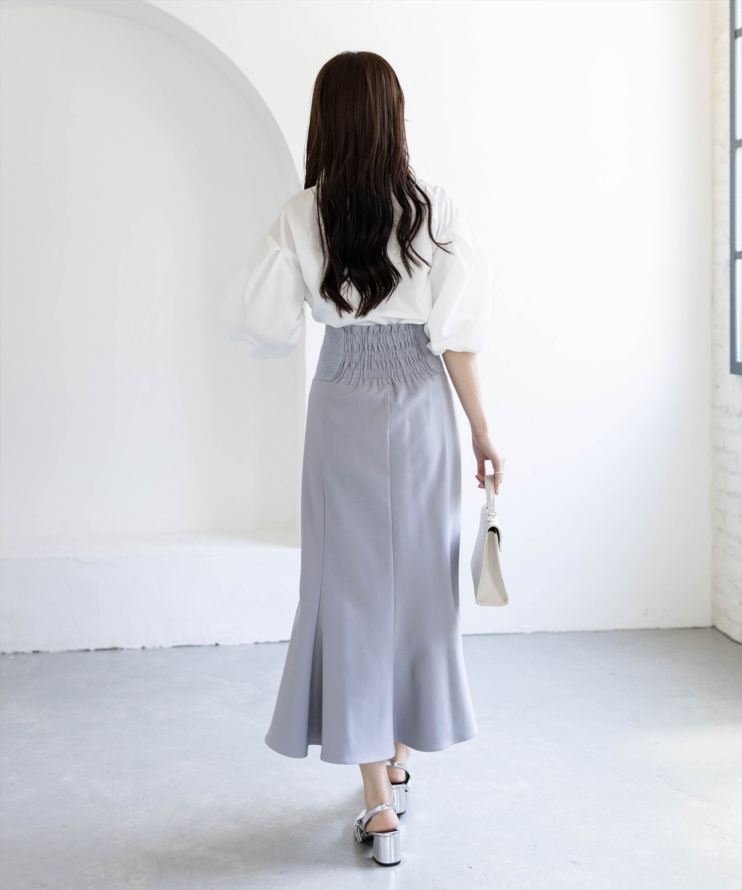 clear≪再入荷≫ウエストリブスリット入りマーメイドスカート[CL9278