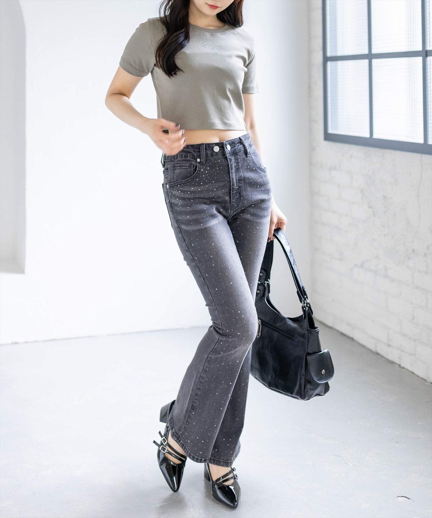 162cm/ブラック M着用