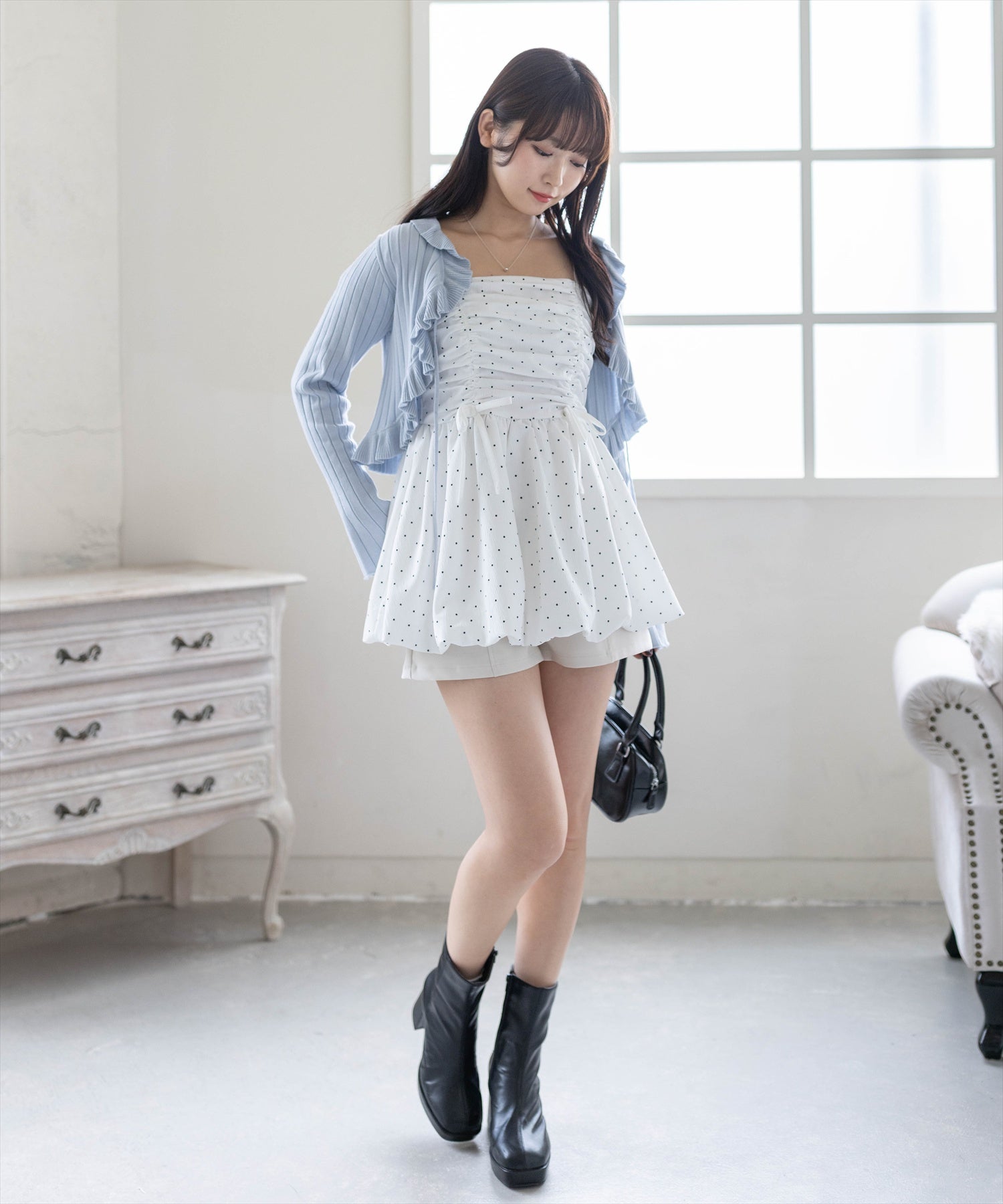 163cm/ホワイトドット着用