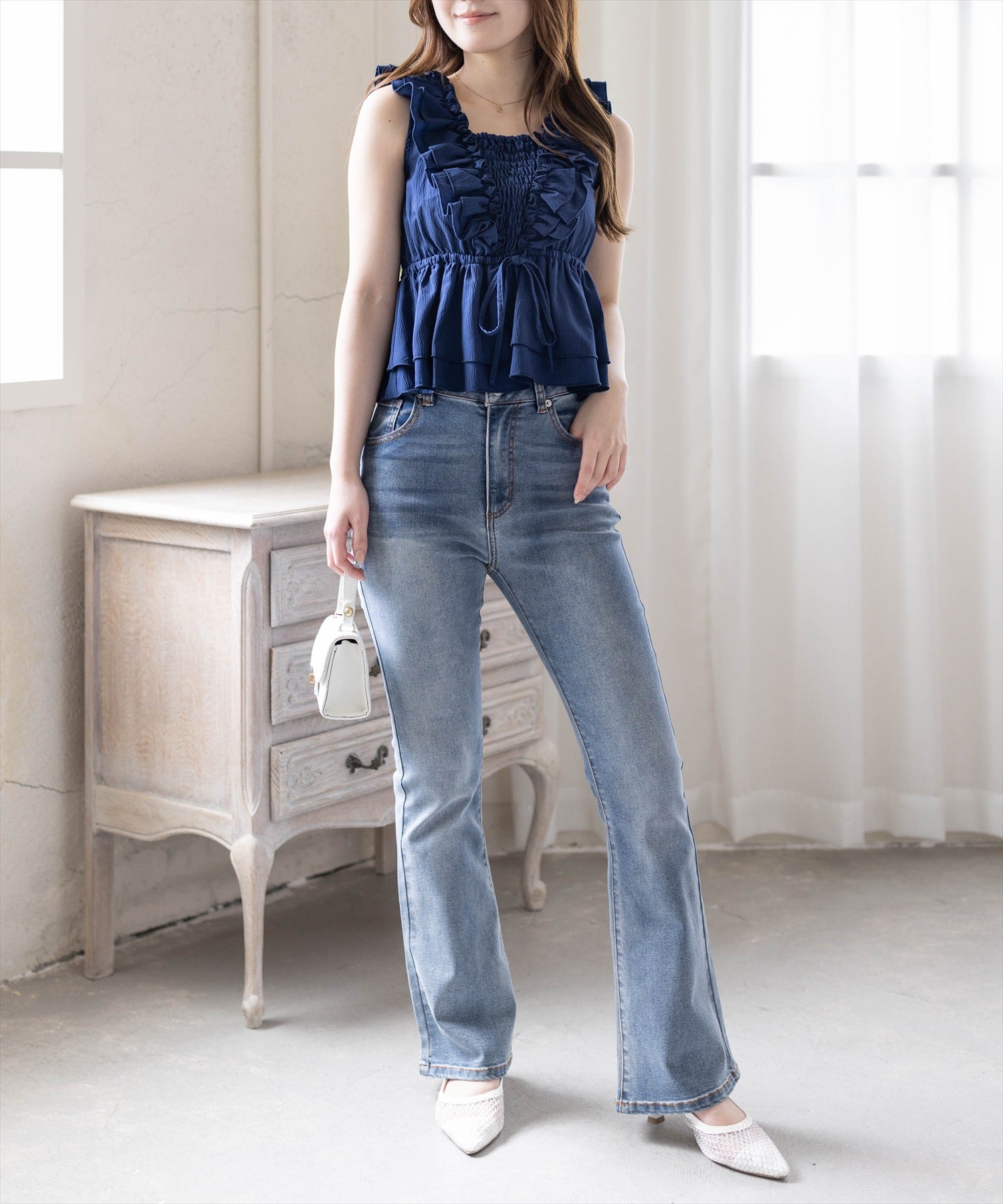 163cm/ネイビー着用