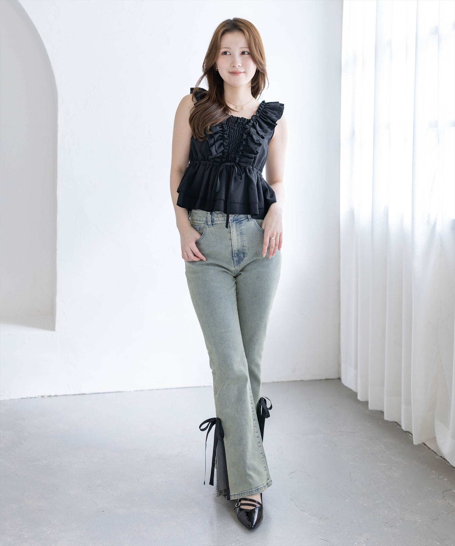 163cm/ブラック着用