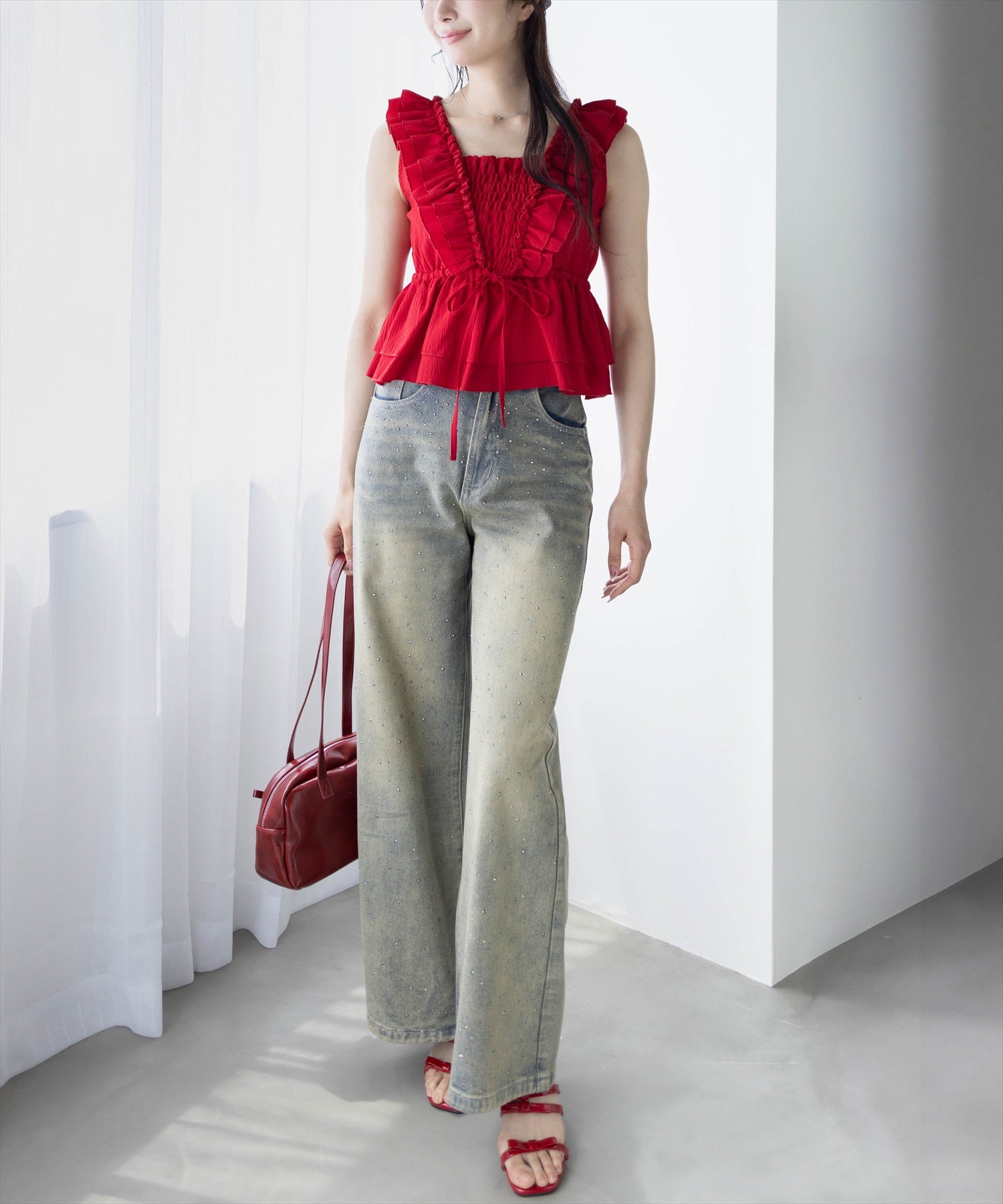 165cm/レッド着用