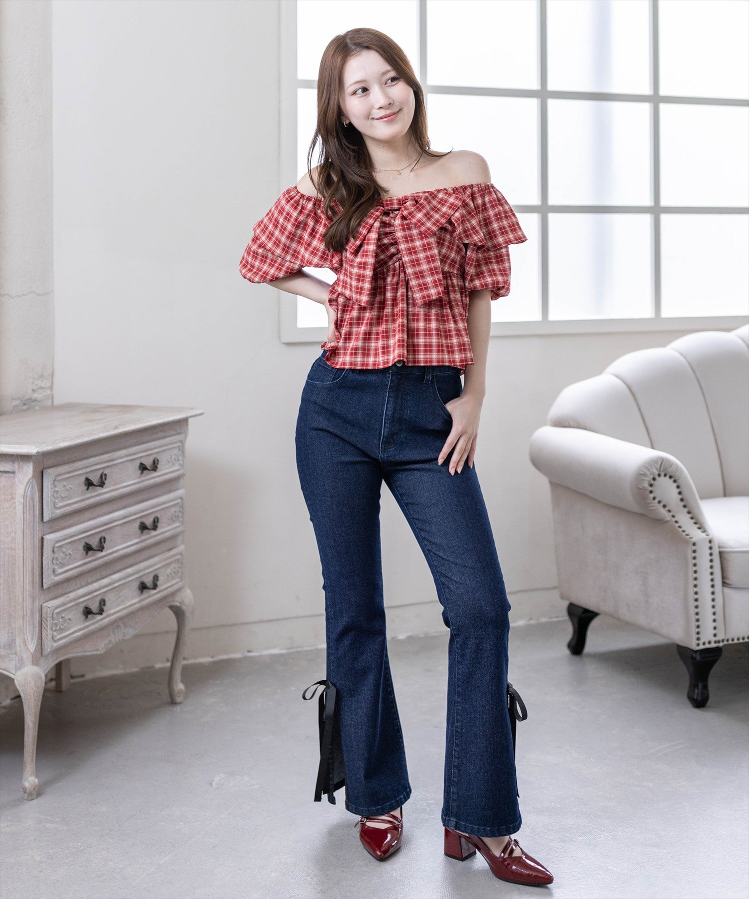 165cm/レッド着用