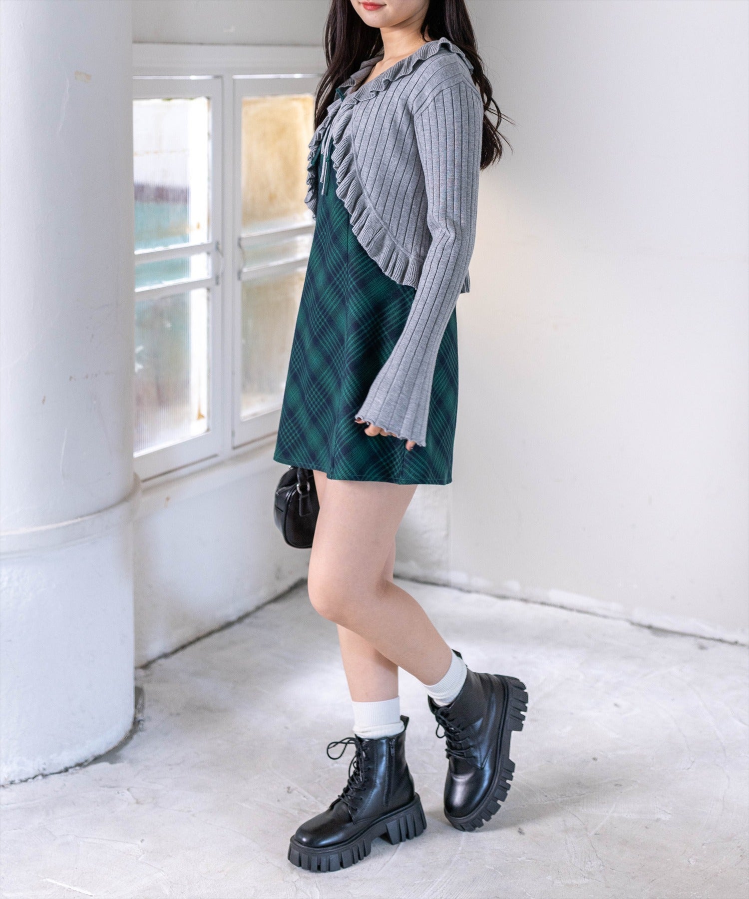 clear≪再入荷≫リボン付きチェックミニワンピース[CL9307