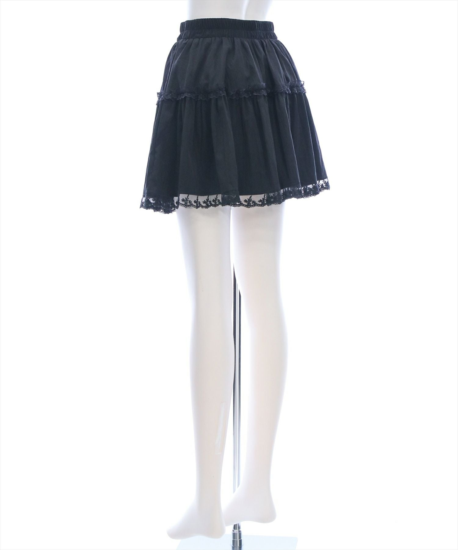 clear 無地＆チェック柄レースフレアミニスカート[CL9344