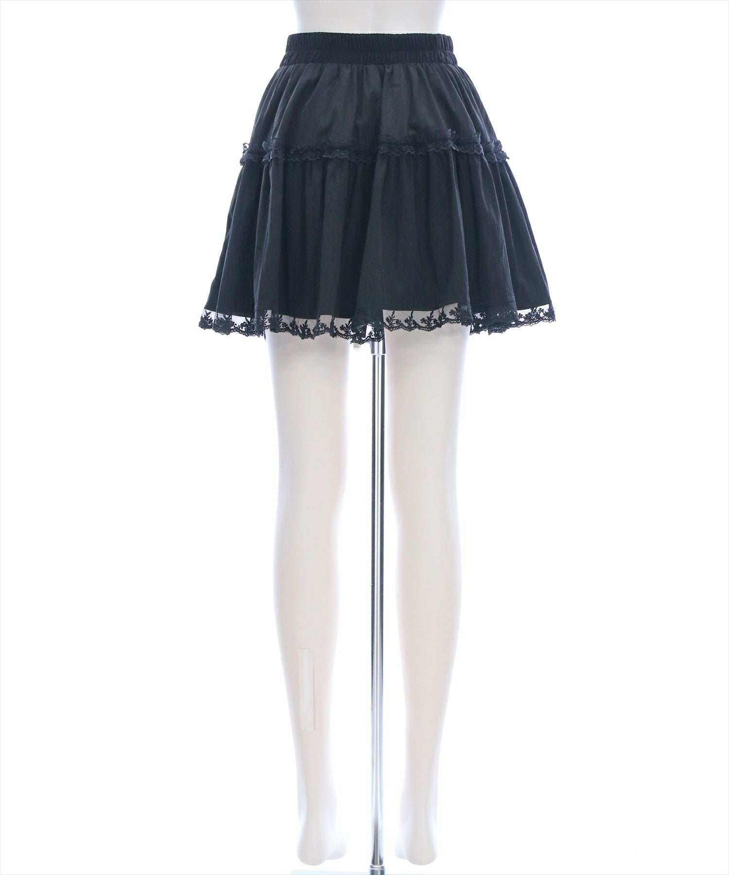 clear 無地＆チェック柄レースフレアミニスカート[CL9344