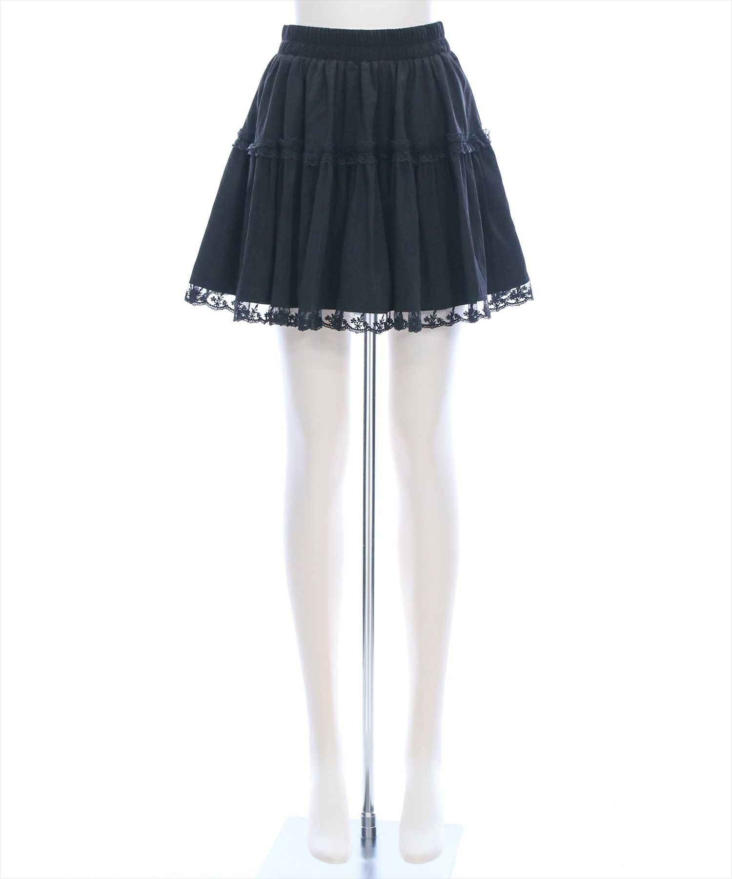 clear 無地＆チェック柄レースフレアミニスカート[CL9344