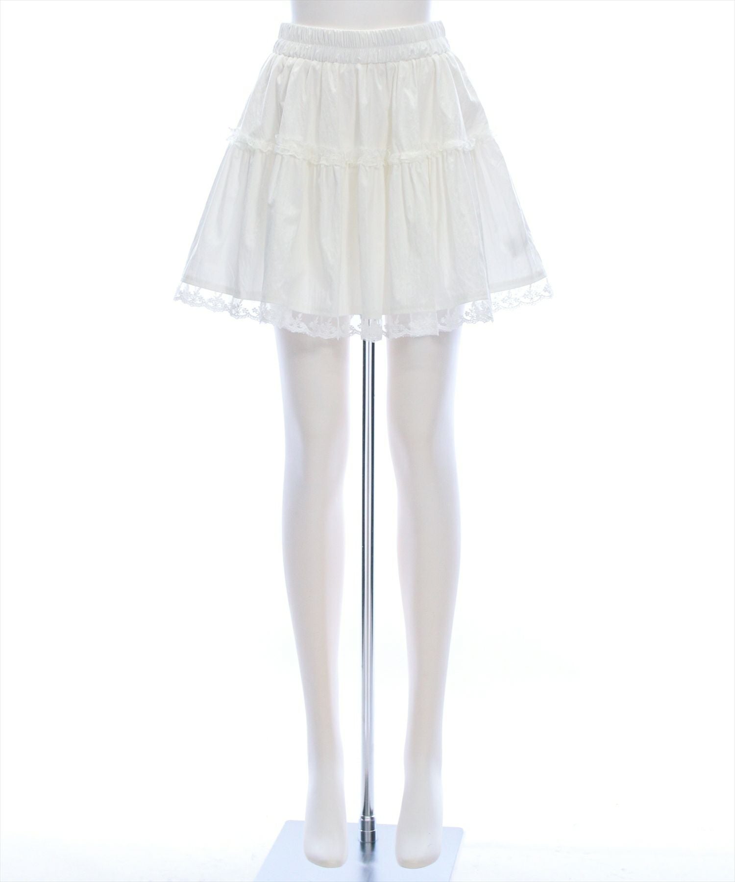 clear 無地＆チェック柄レースフレアミニスカート[CL9344