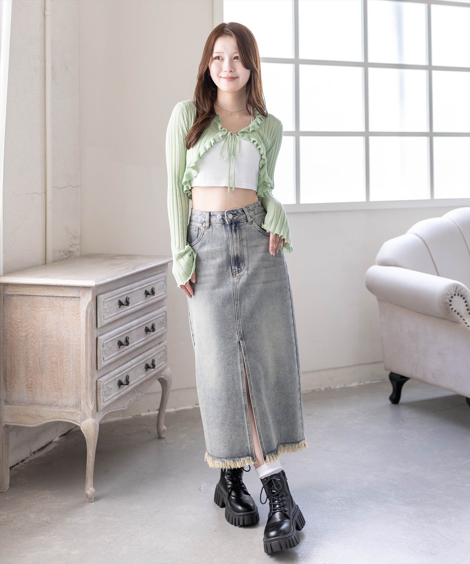 163cm/ミント着用