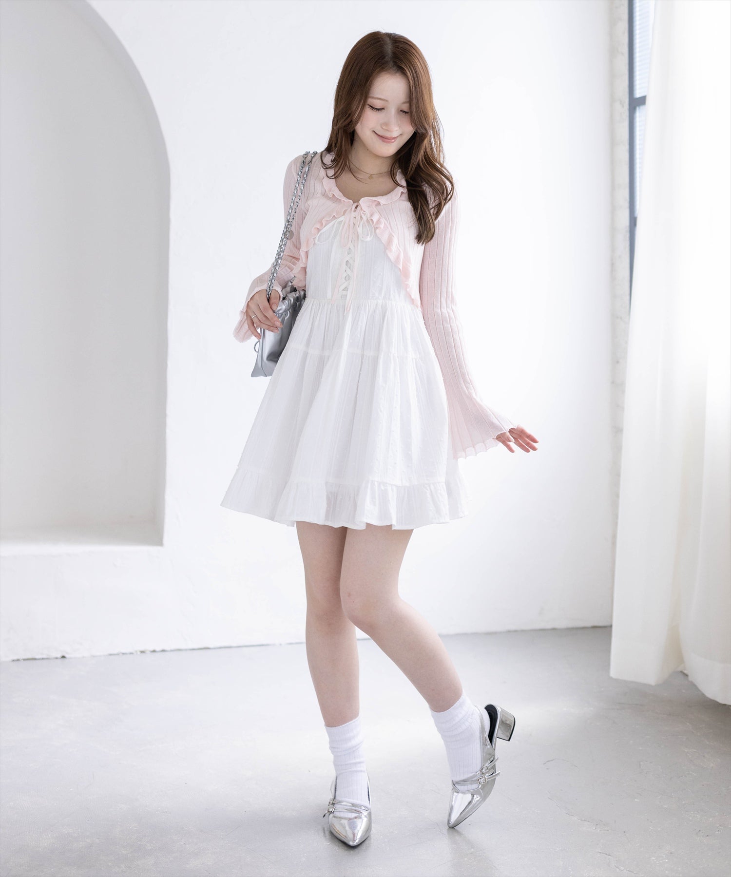 163cm/ピンク着用