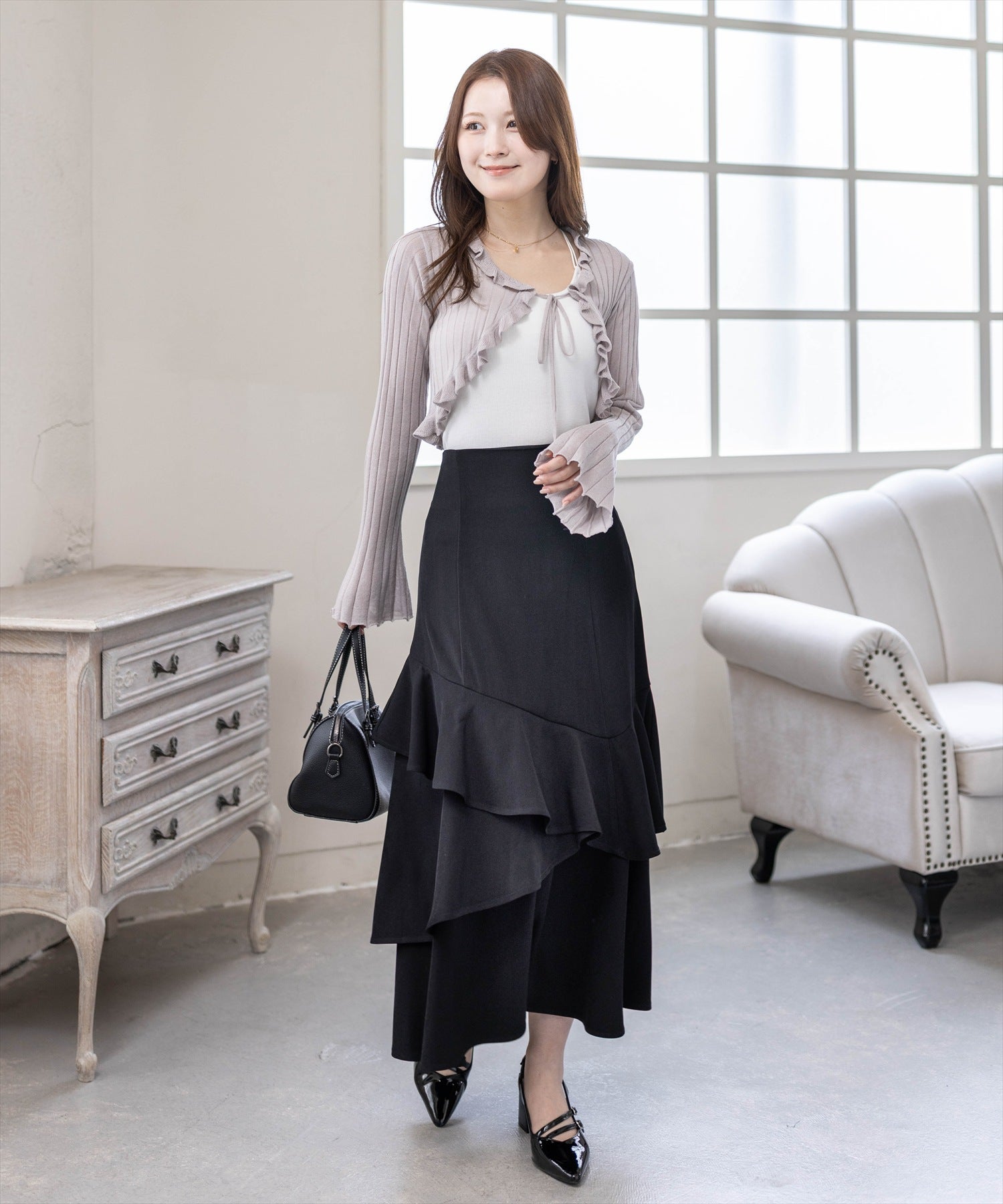 163cm/グレージュ着用