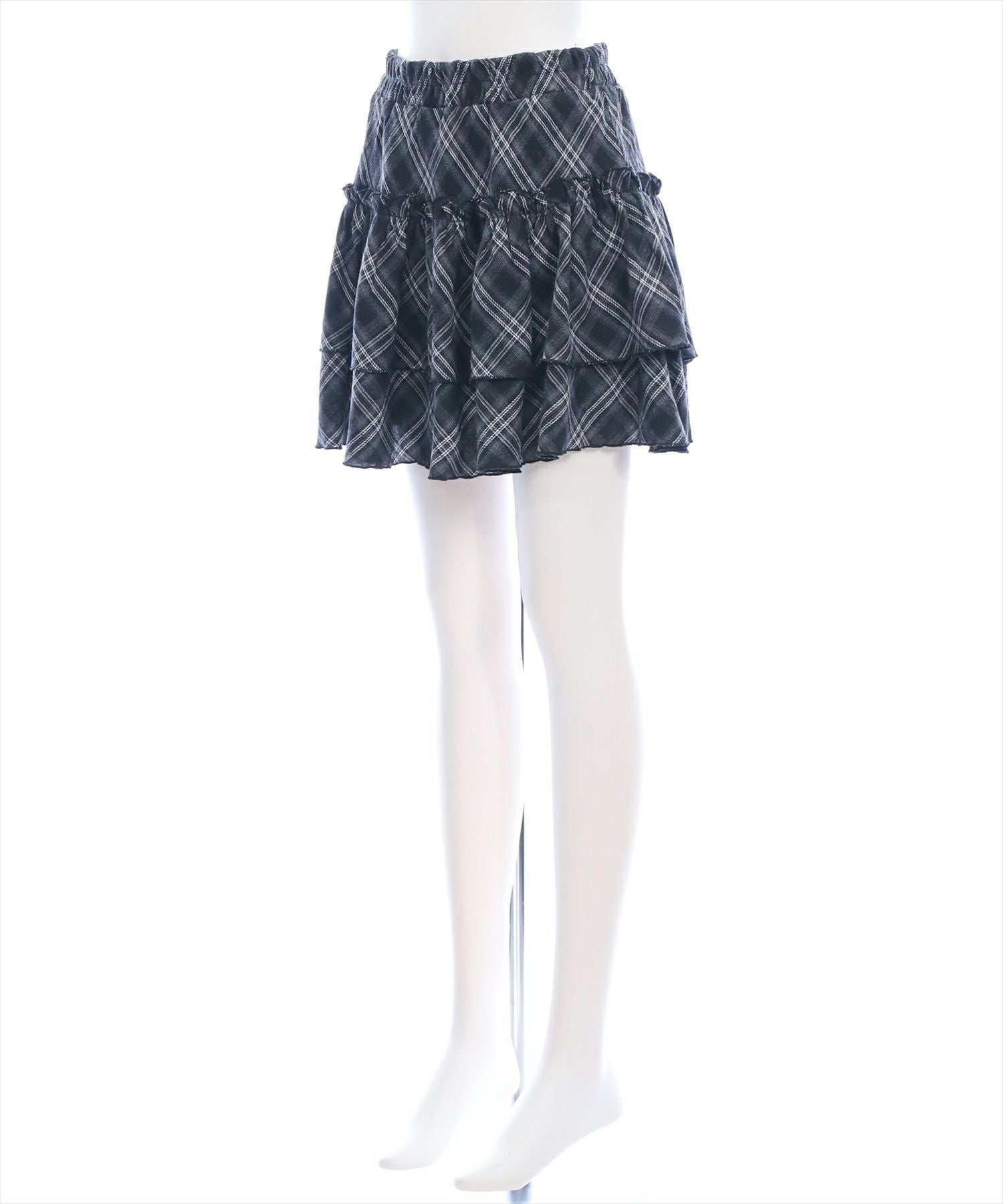 clear≪再入荷≫2段フリルティアードチェックミニスカート[CL9405