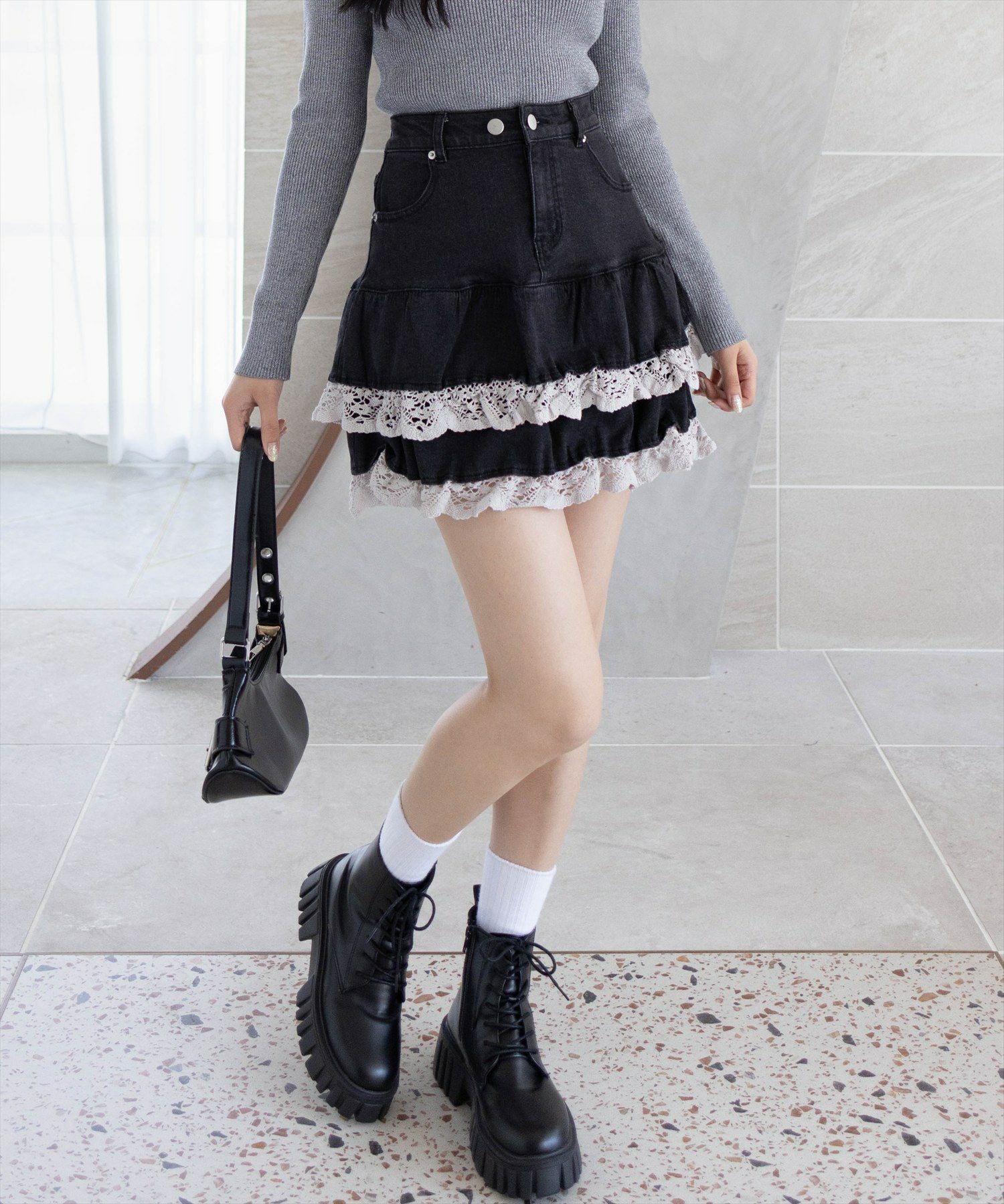 clear デニムティアードミニスカート[CL9367] | レディース