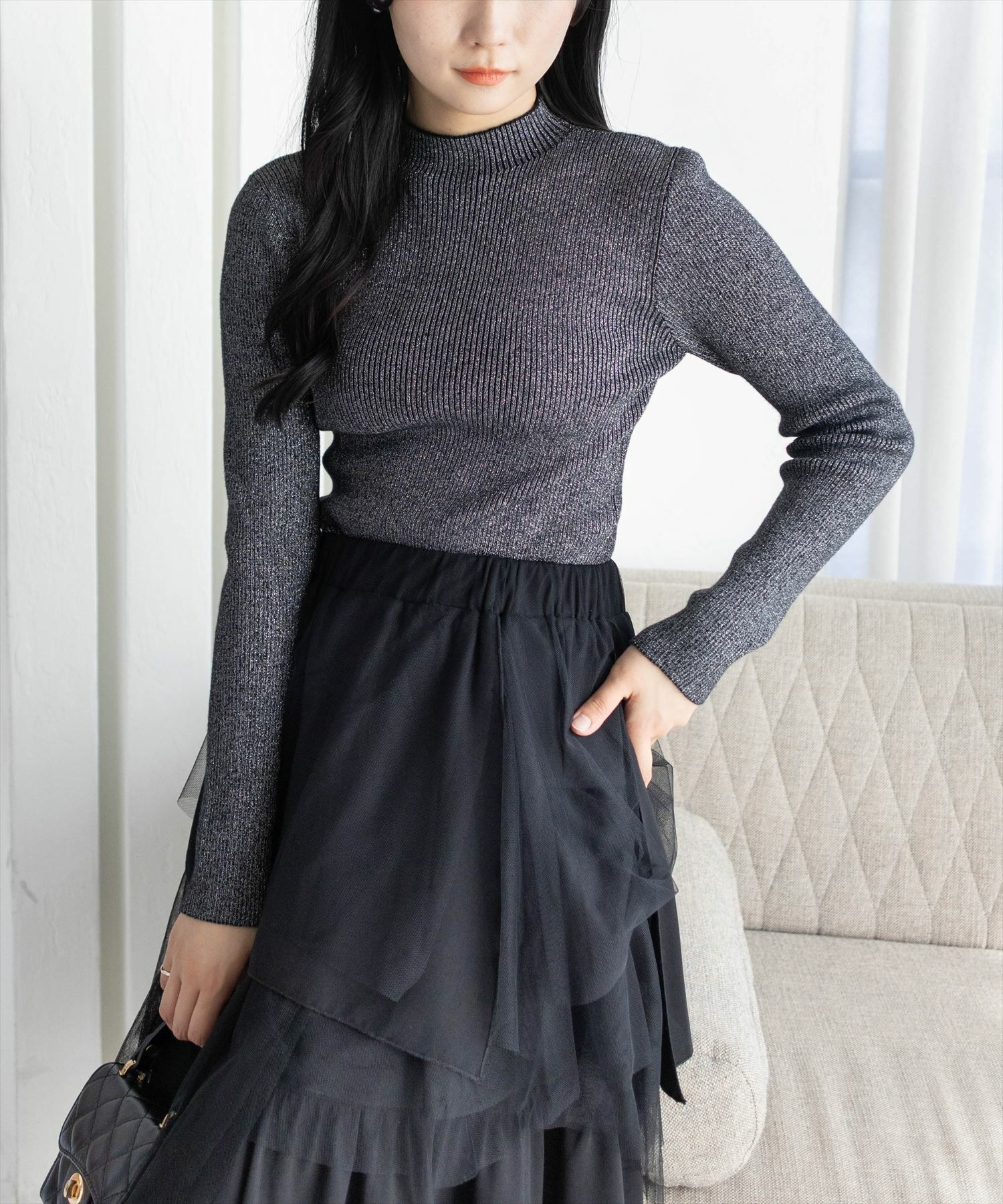 clear≪再入荷≫ハイゲージラメニットトップス[CL9315] | レディース