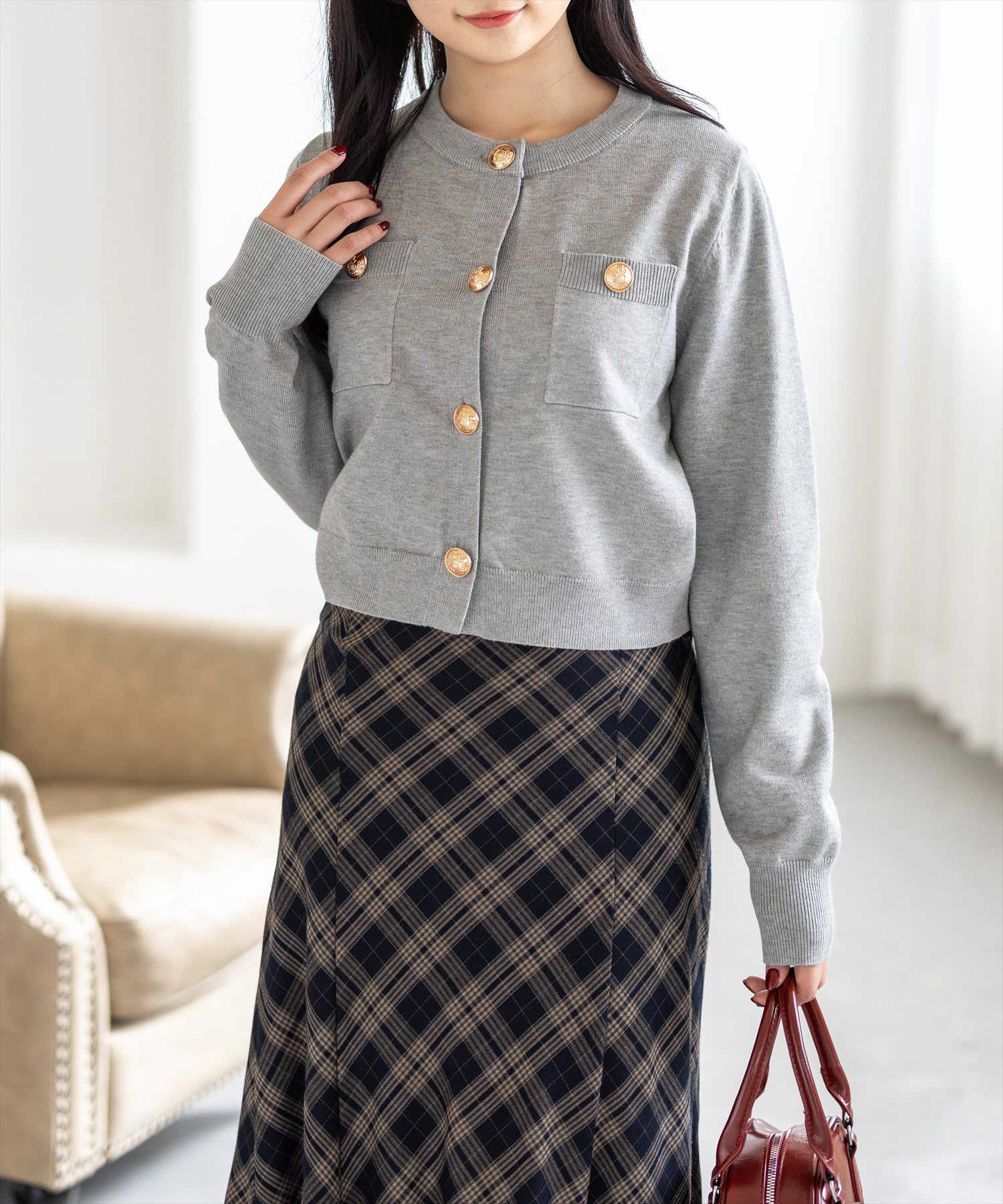 clear≪新色追加≫ゴールドボタンニットカーディガン(セット可)[CL9179