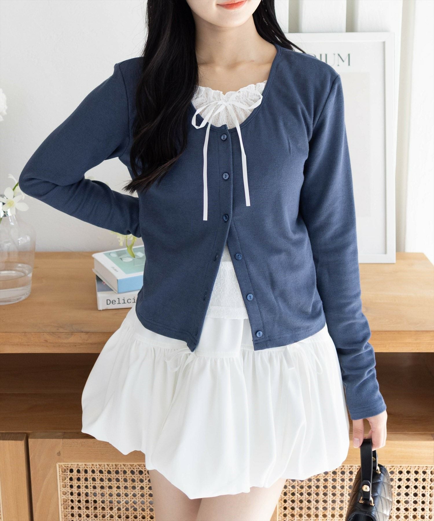 clear レースレイヤード風カーディガン[CL9357] | レディース