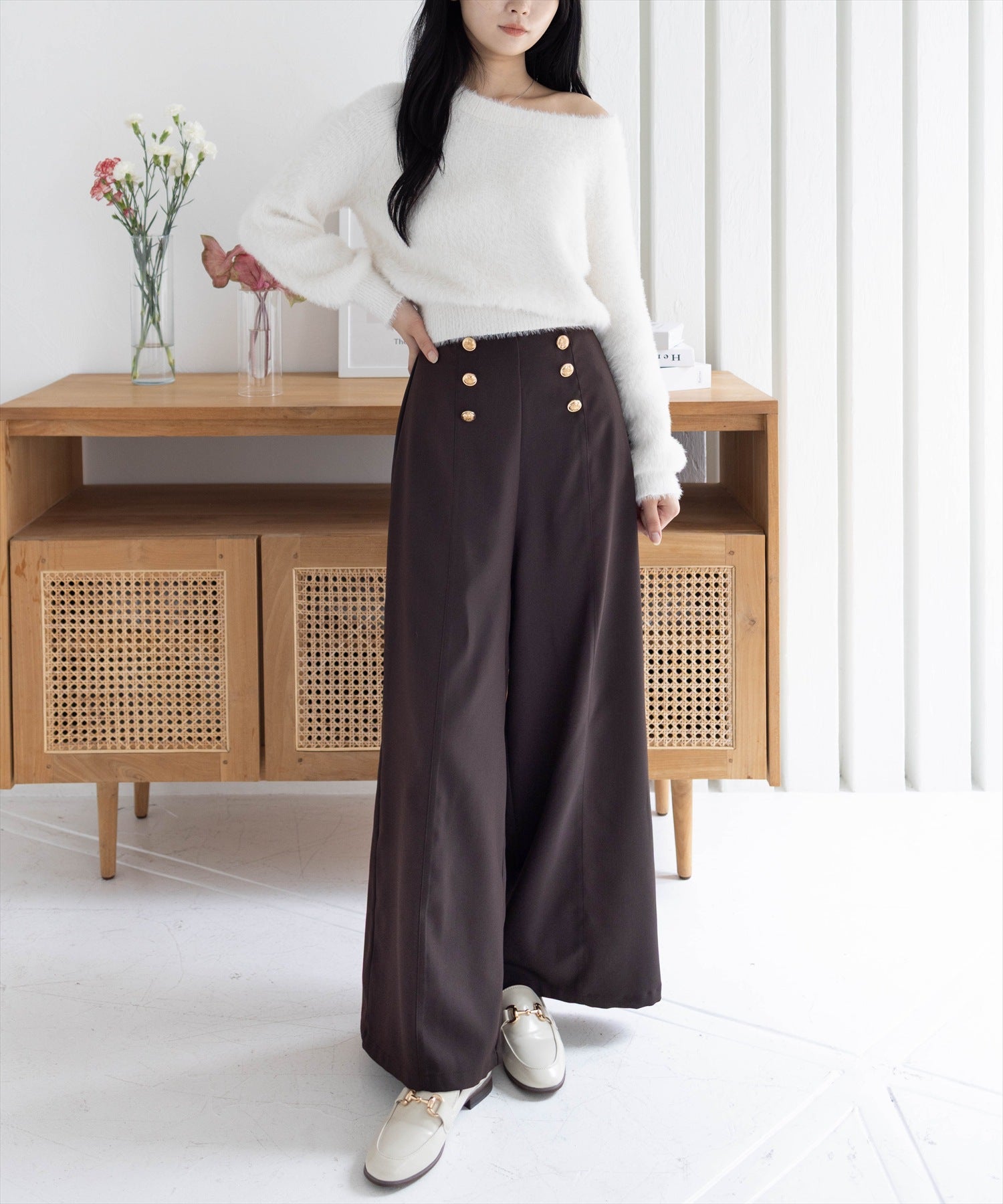 162cm/アイボリー着用