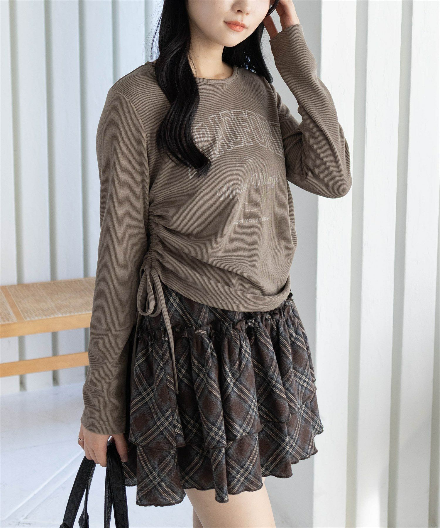 せろり clear カレッジロゴプリントドロスト長袖カットソー[CL9443