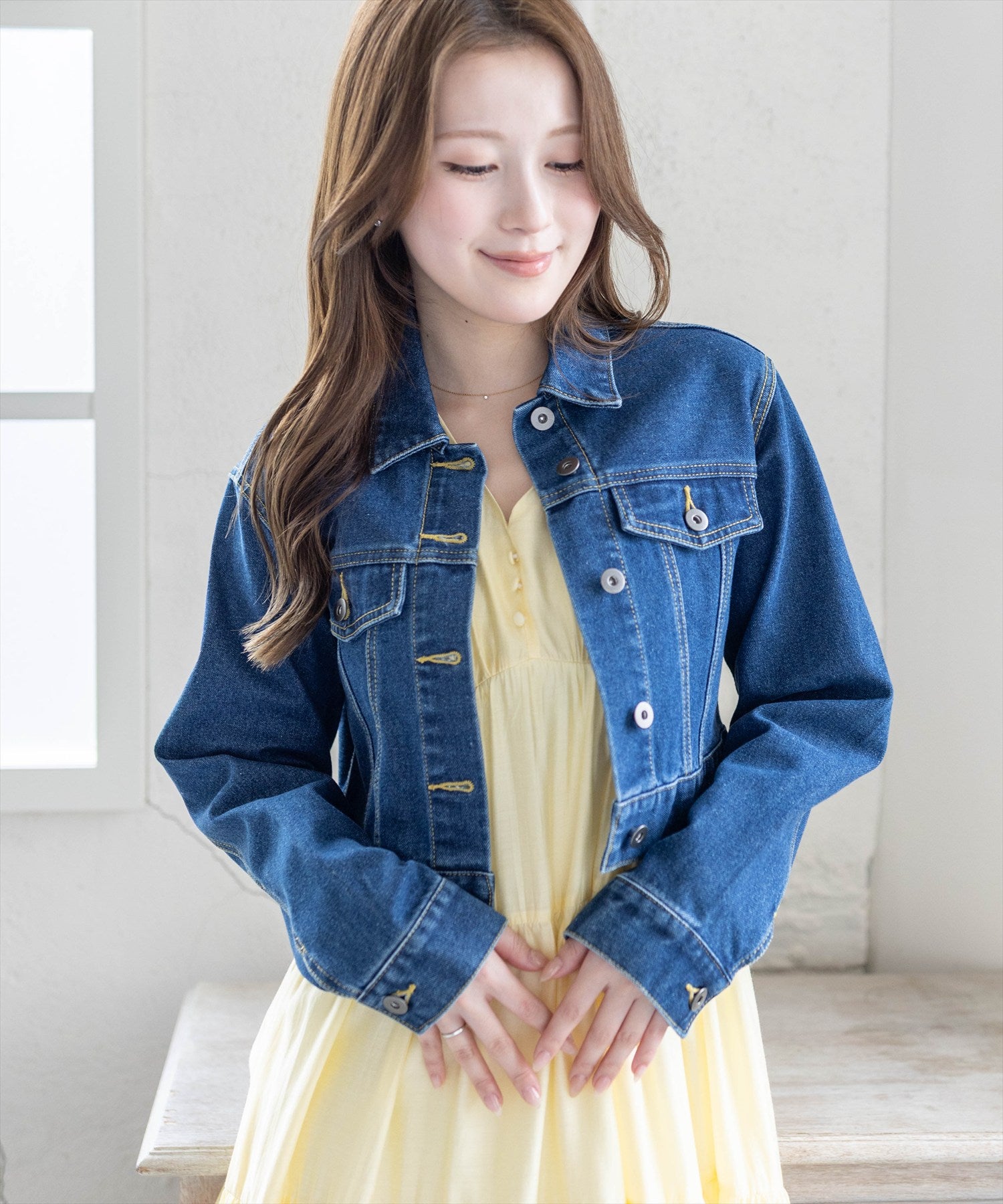 最終お値下げ！pas de calais デニムジャケット 36 CLEAR BASIC≪再入荷≫ショート丈デニムジャケット[CL9437