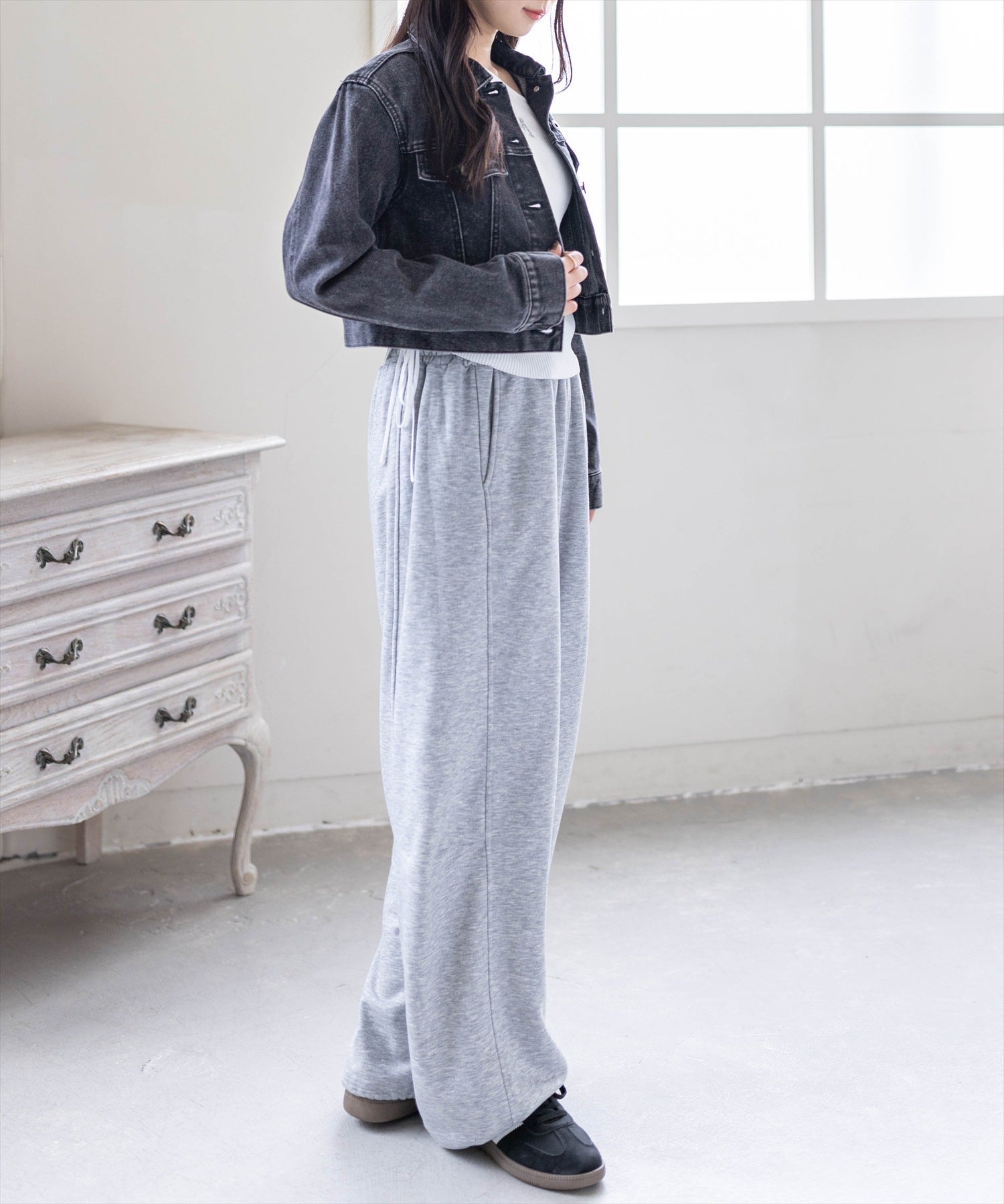 ★こはく様用★ 今期新作　アナナ　グレー デニムジャケット フリーサイズ CLEAR BASIC≪再入荷≫ショート丈デニムジャケット[CL9437