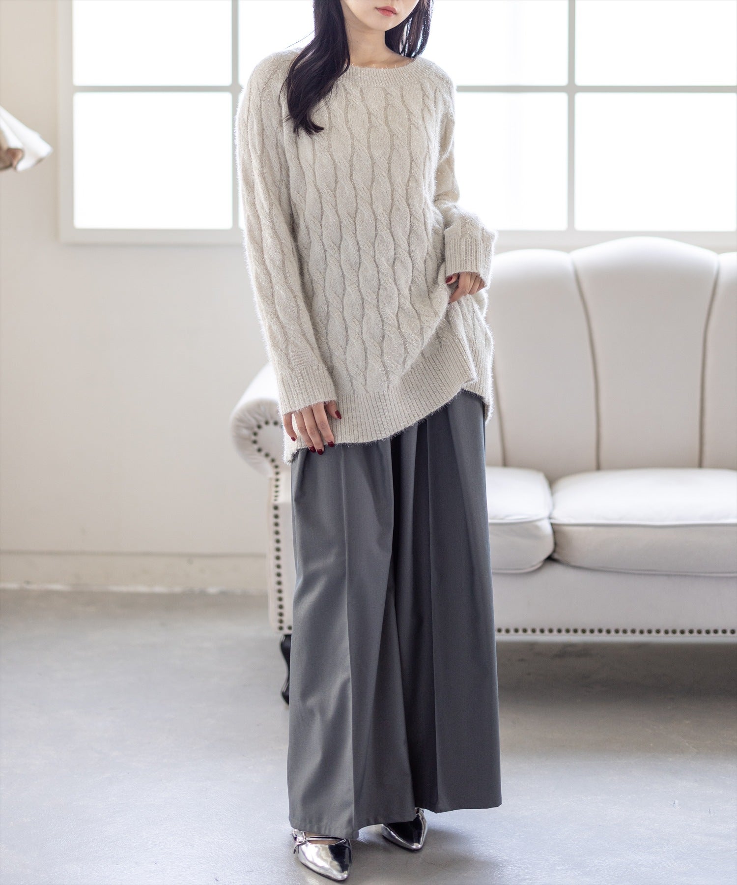 CLEAR BASIC≪再入荷≫タックデザインワイドパンツ(セット可)[CL9467