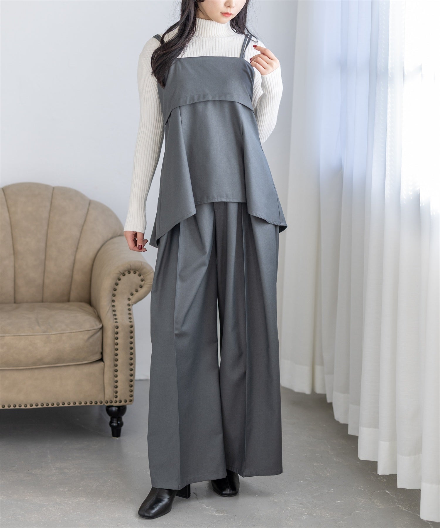 162cm/グレー着用